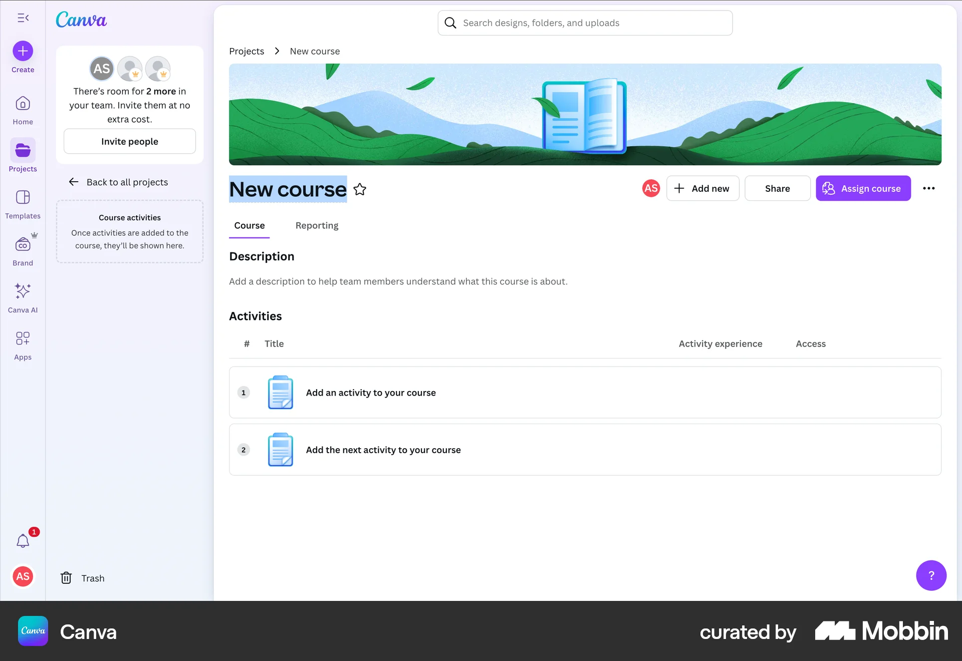 Canva Web screen containing Editable Text UI element