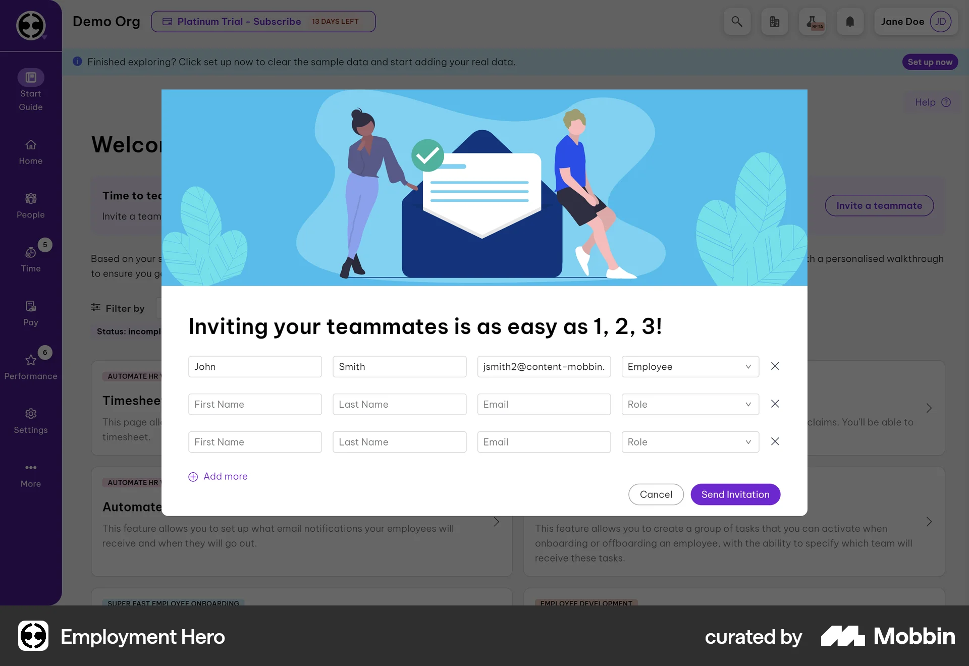 Employment Hero Web Invite & Refer Friends screen