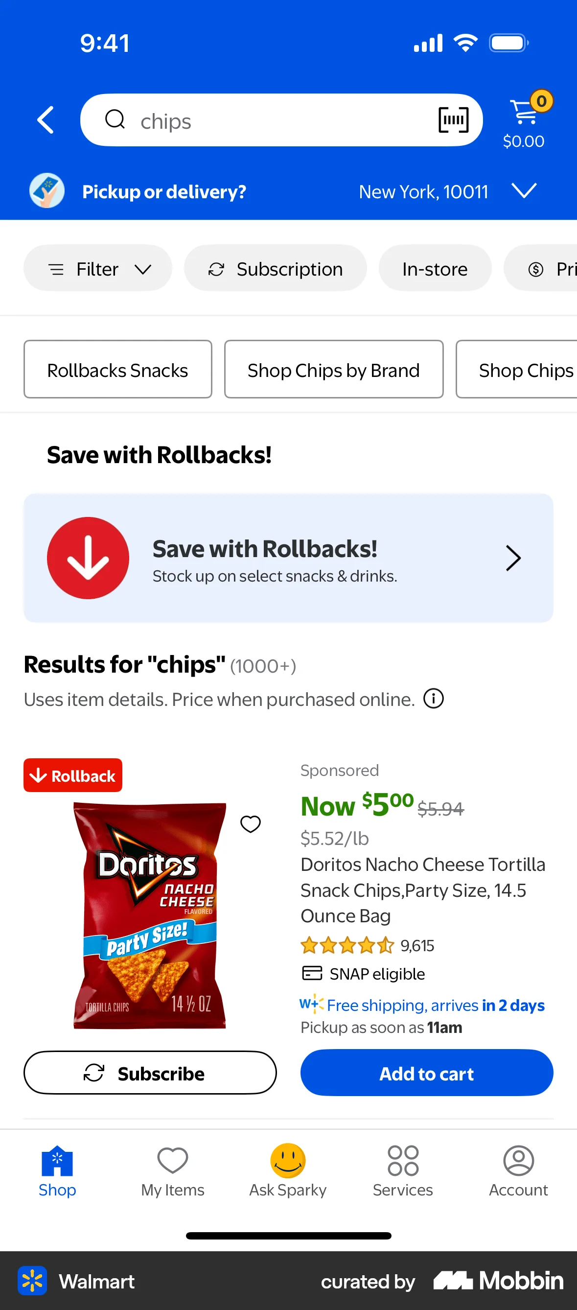 Walmart iOS Search screen