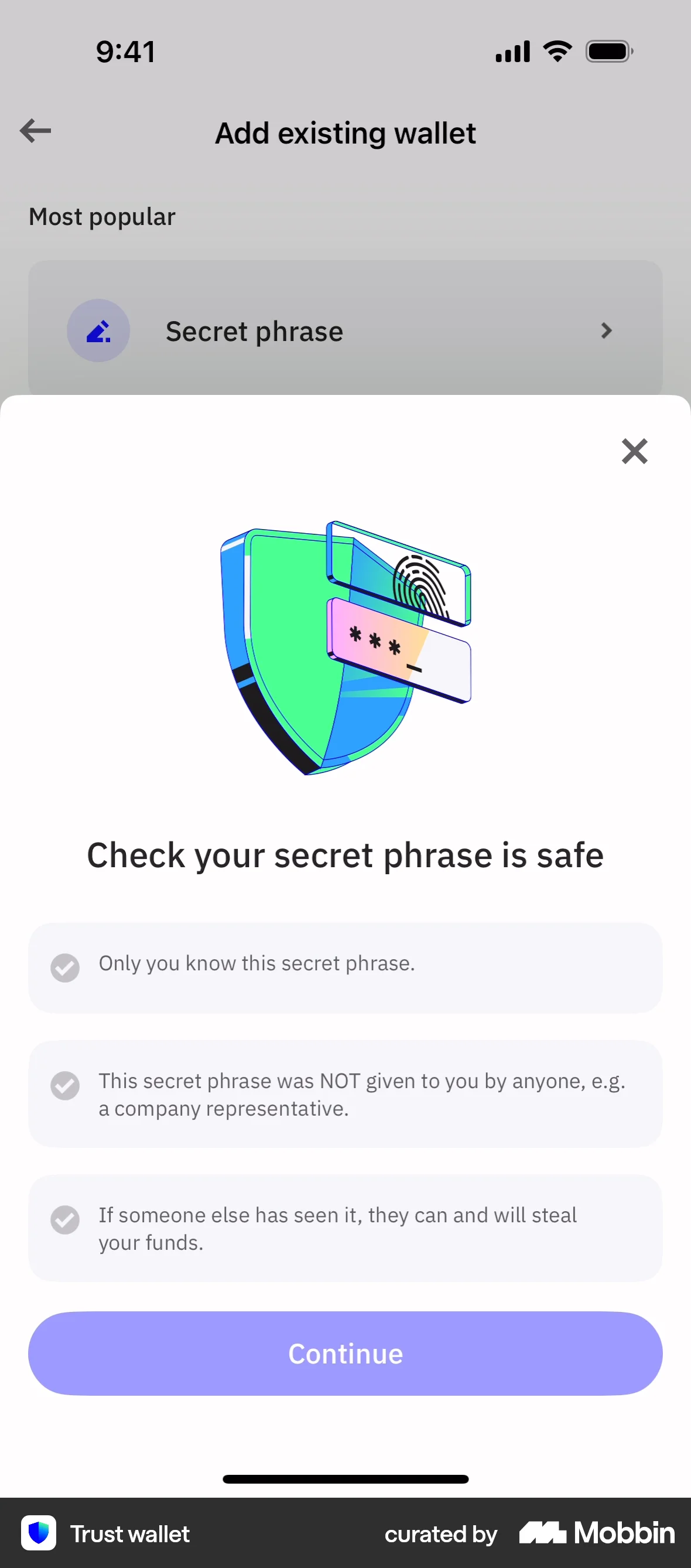 Trust Wallet iOS Crypto & Web3 App screen