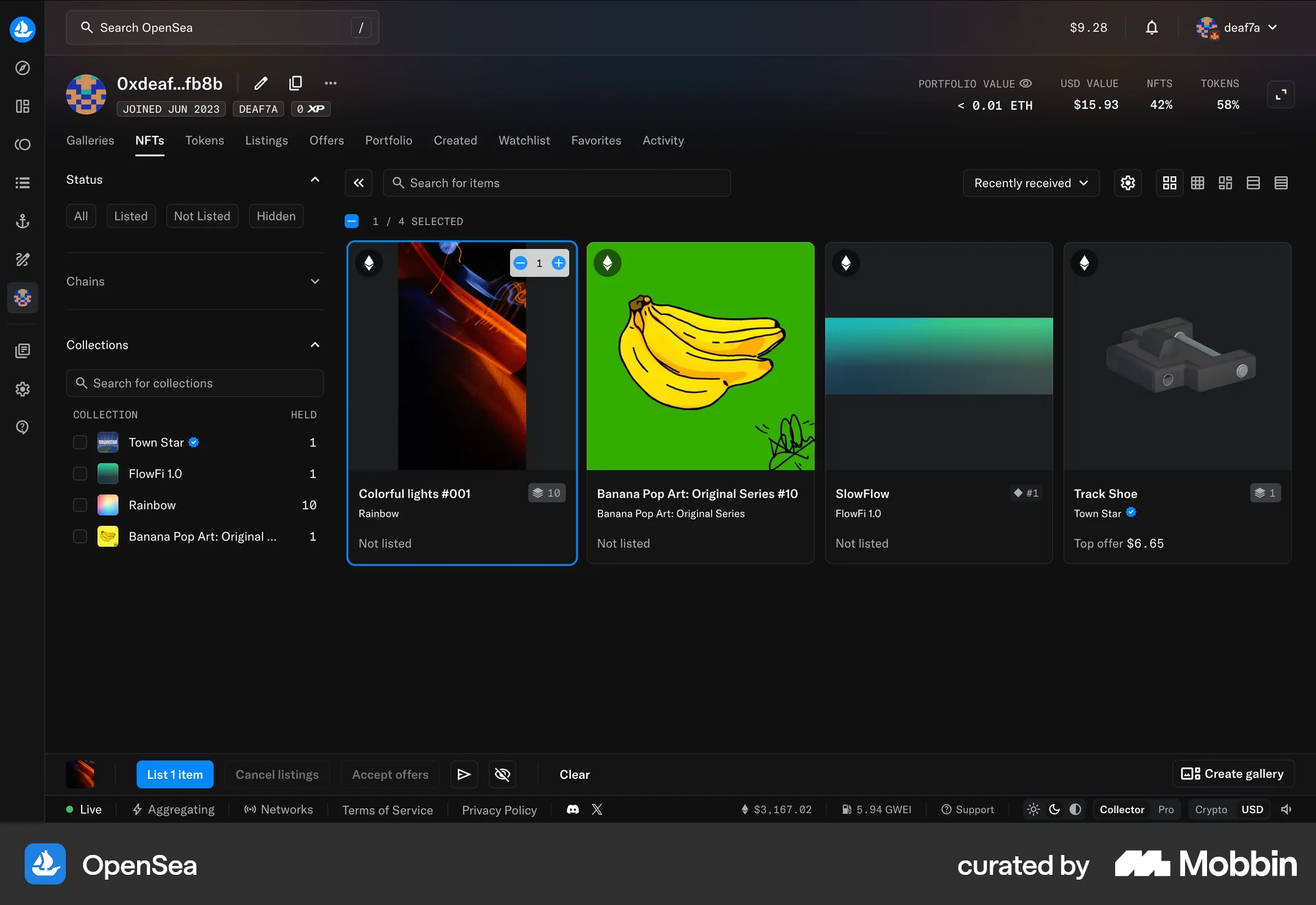 OpenSea Web screen containing Stepper UI element