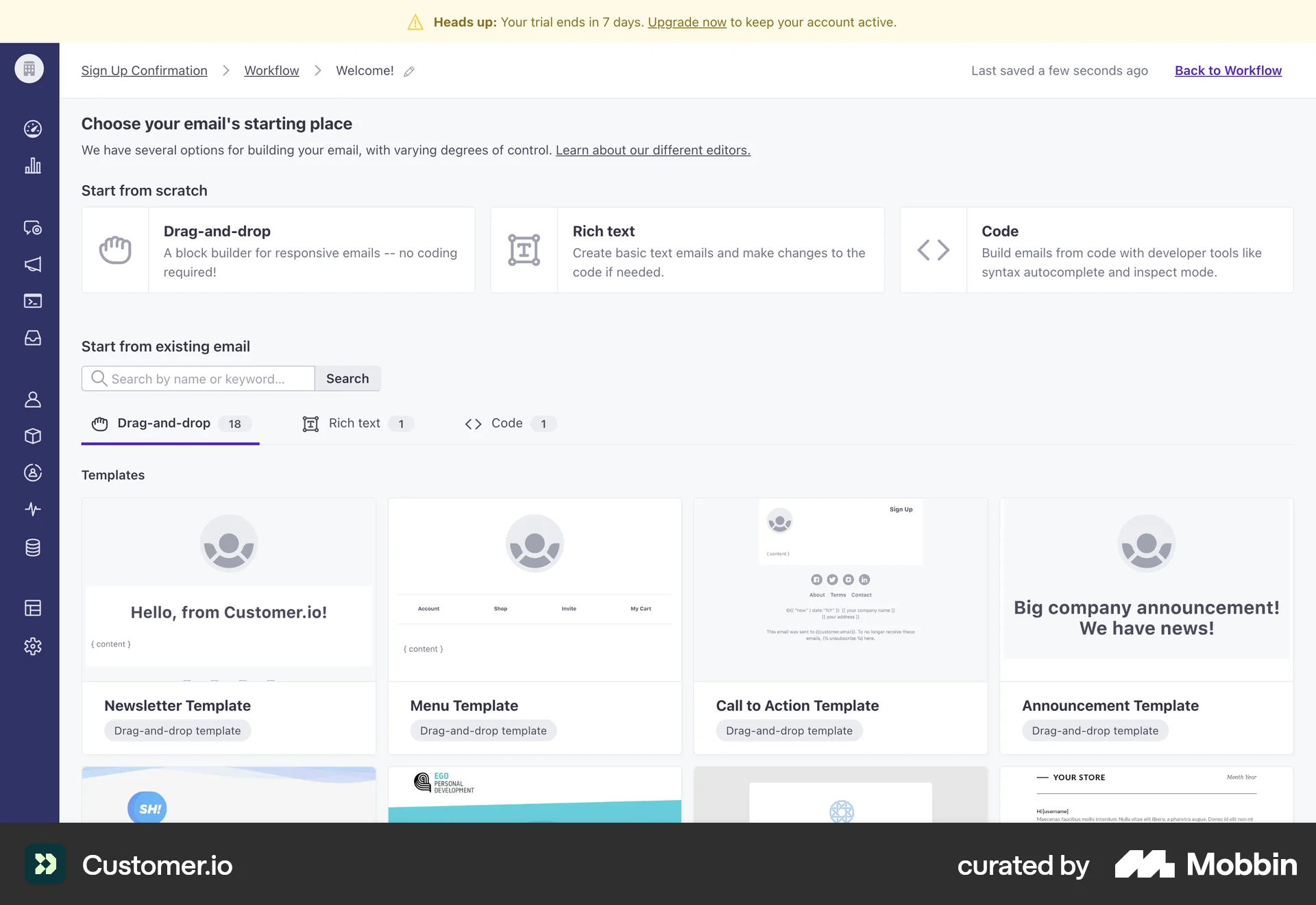 Customer.io Web Misc screen