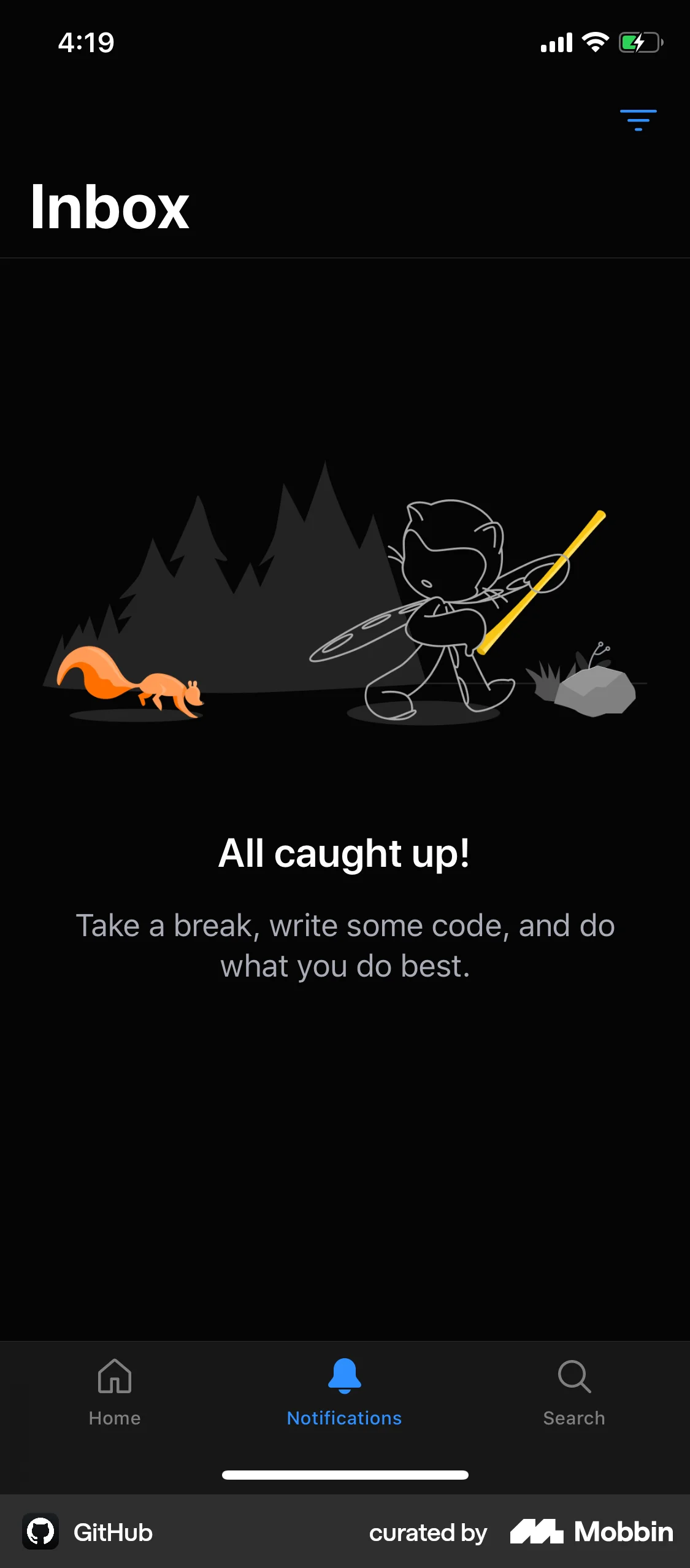 GitHub iOS Dark Mode screen