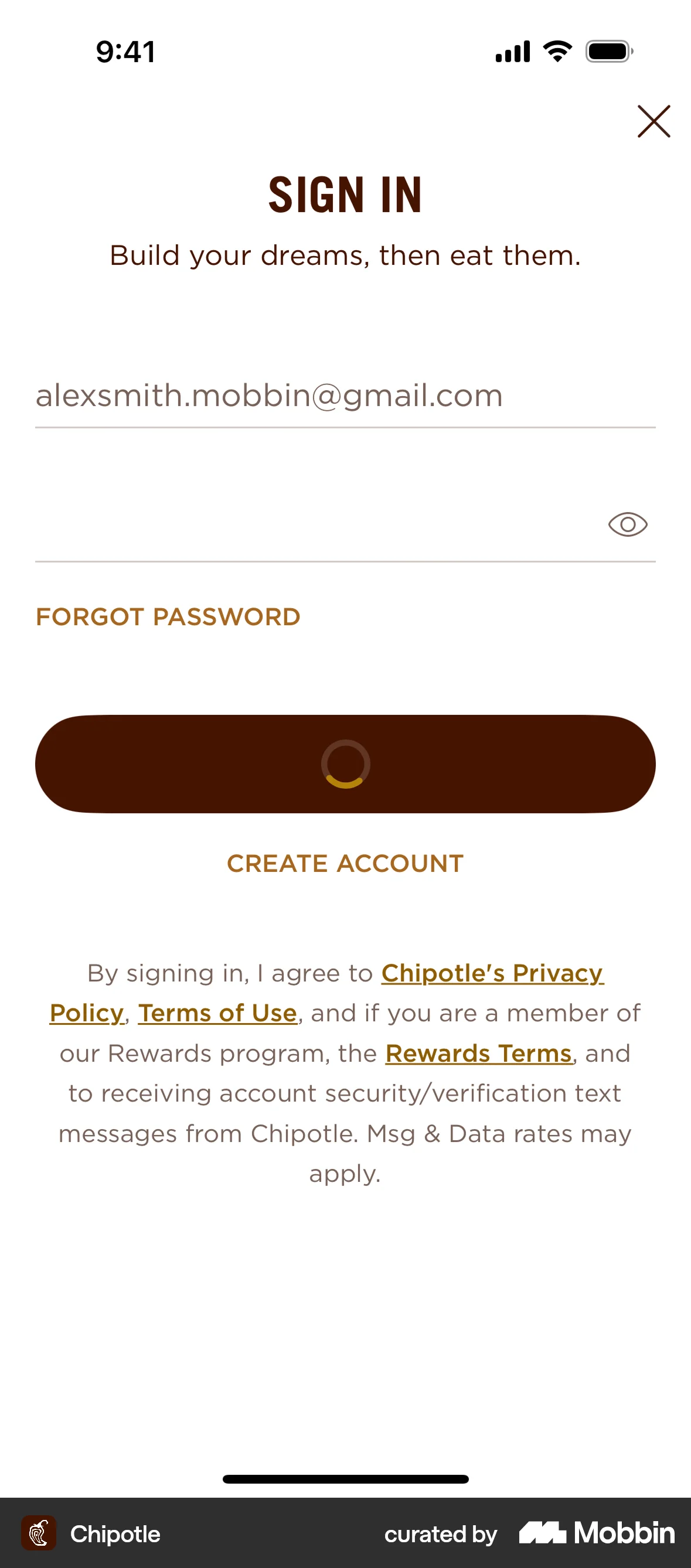 Chipotle iOS Loading screen