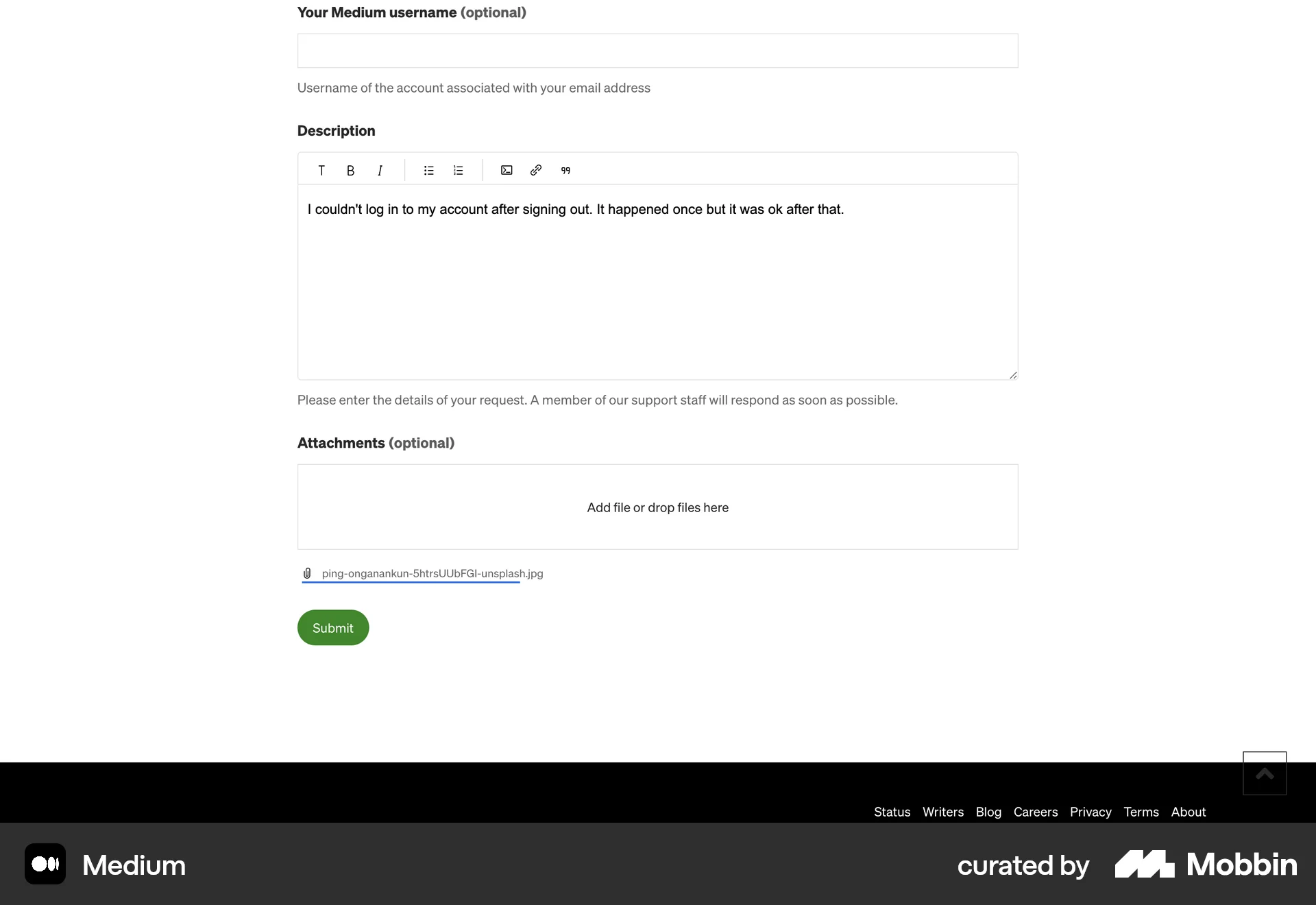 Medium Web Upload & Download screen