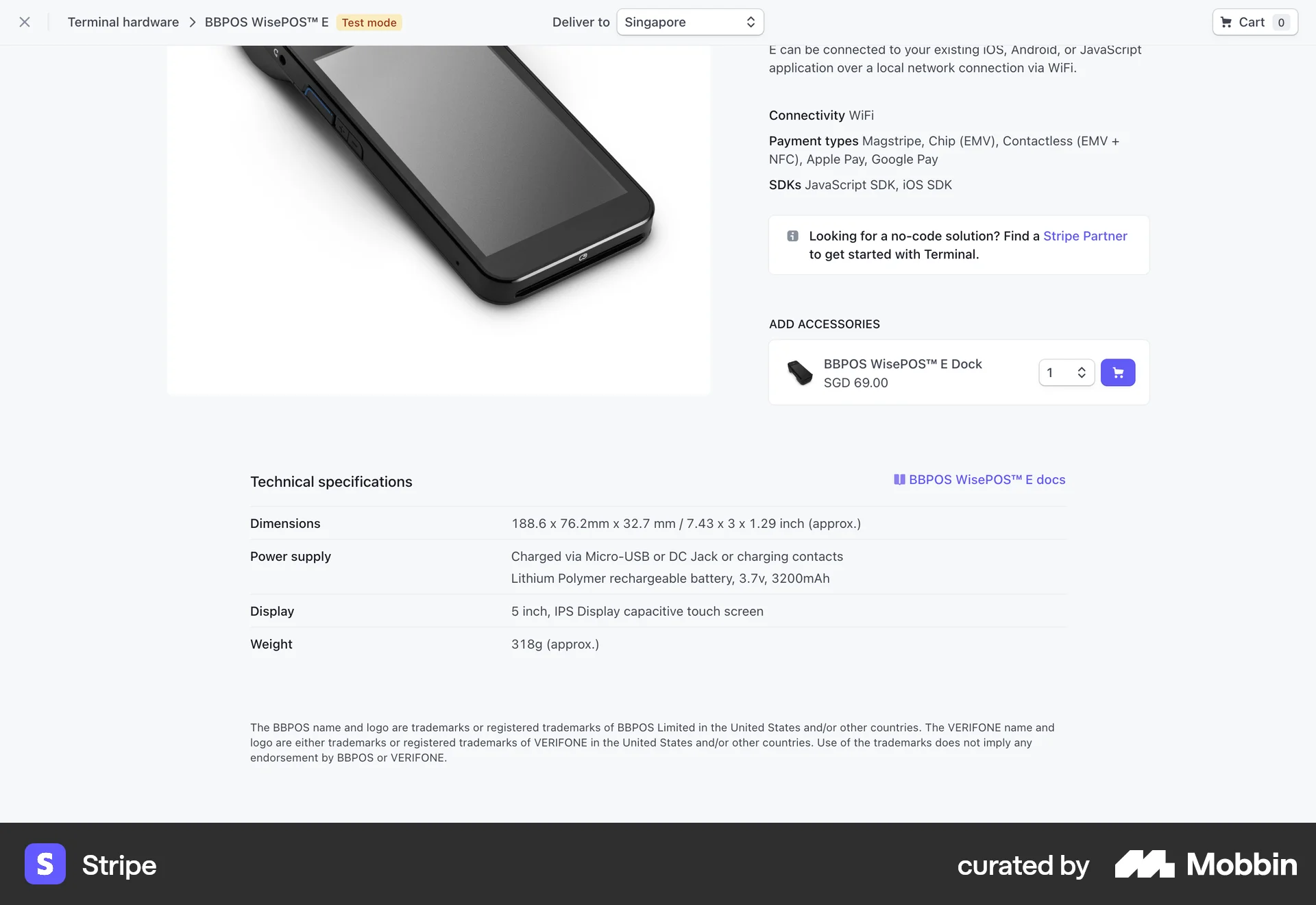 Stripe Web Product Detail screen