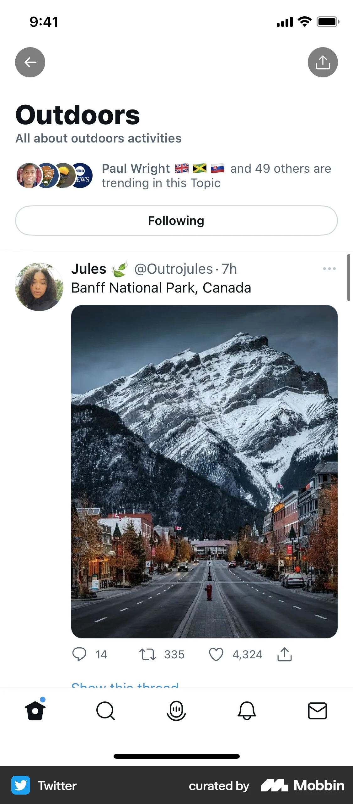 X iOS Follow & Subscribe screen