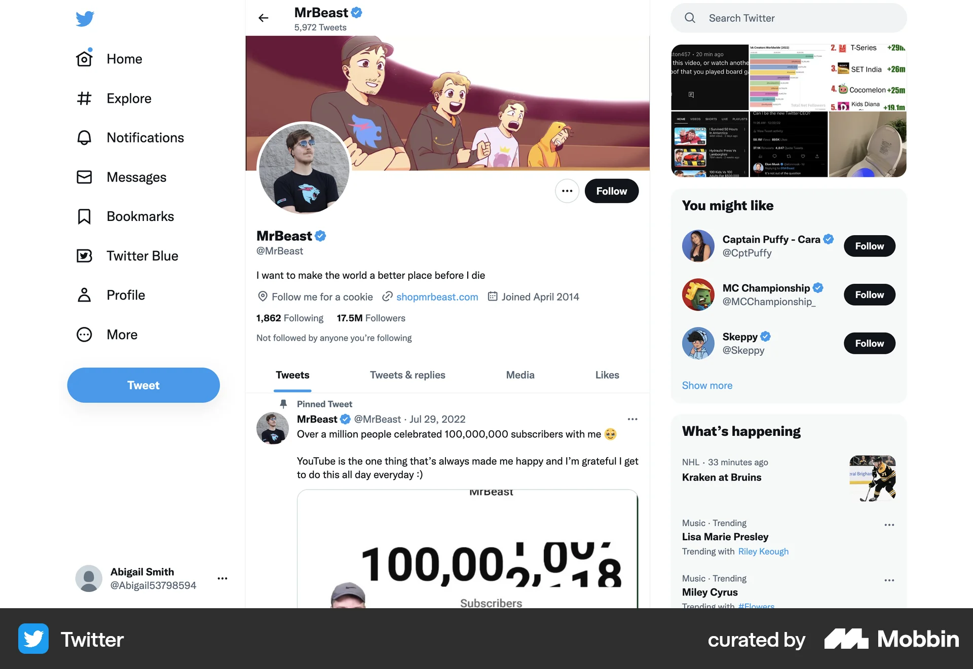 X Web Social Networking App screen