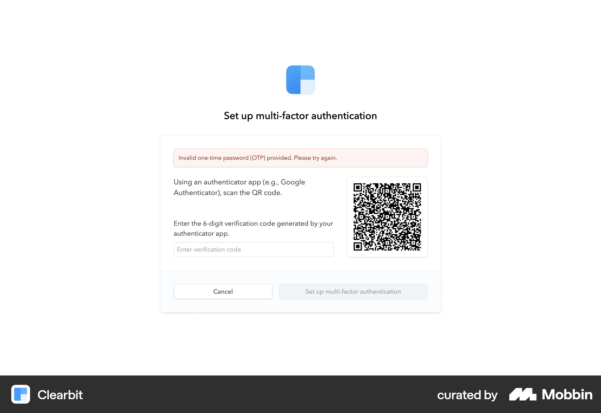 Clearbit Web Verification screen