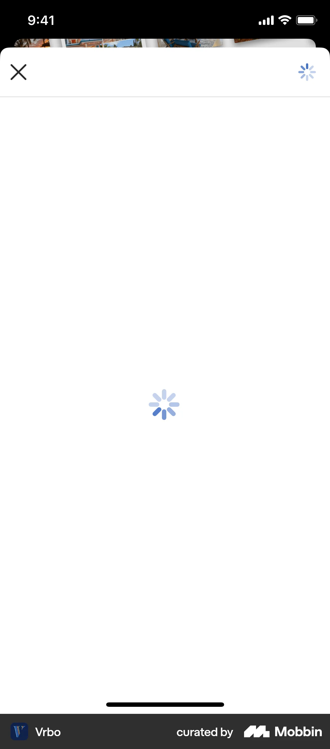 Vrbo iOS screen containing Spinner UI UI element