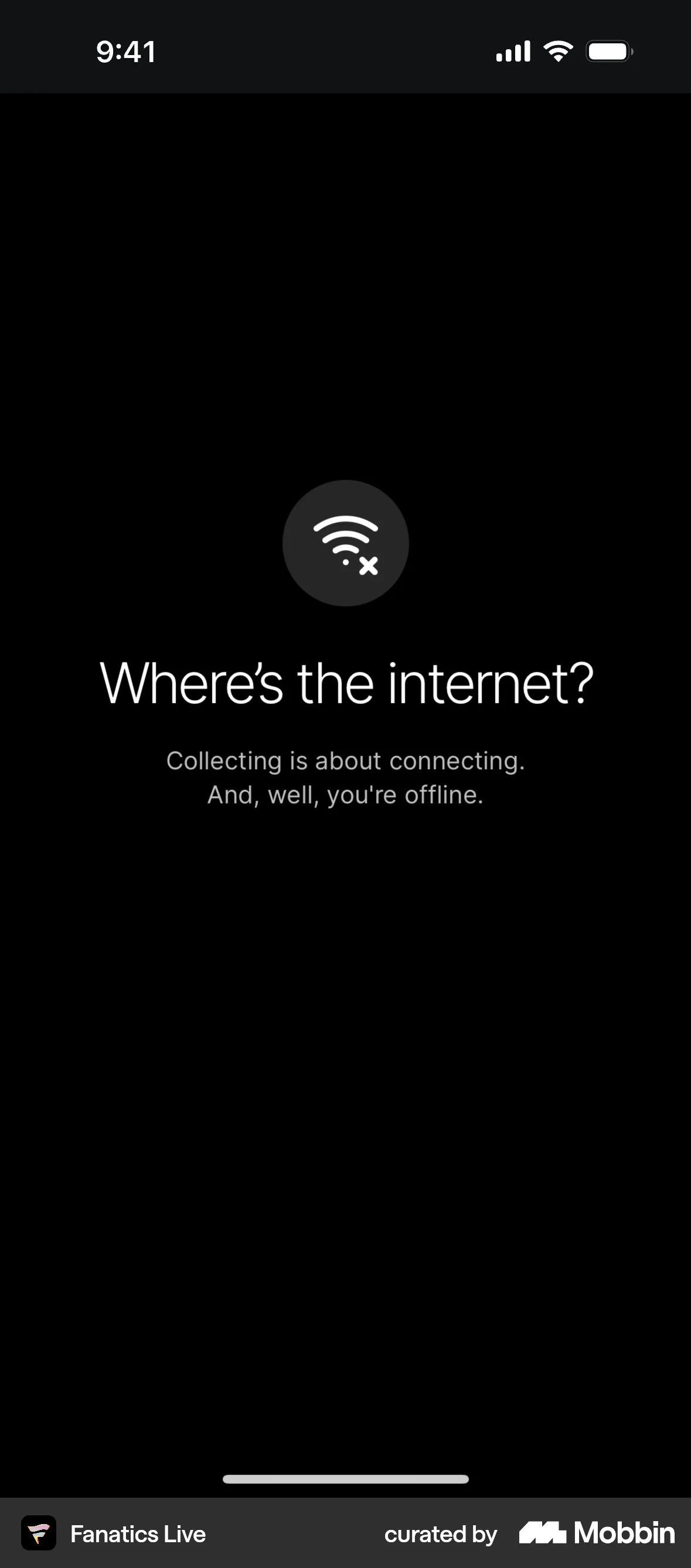 Fanatics Live iOS Error screen