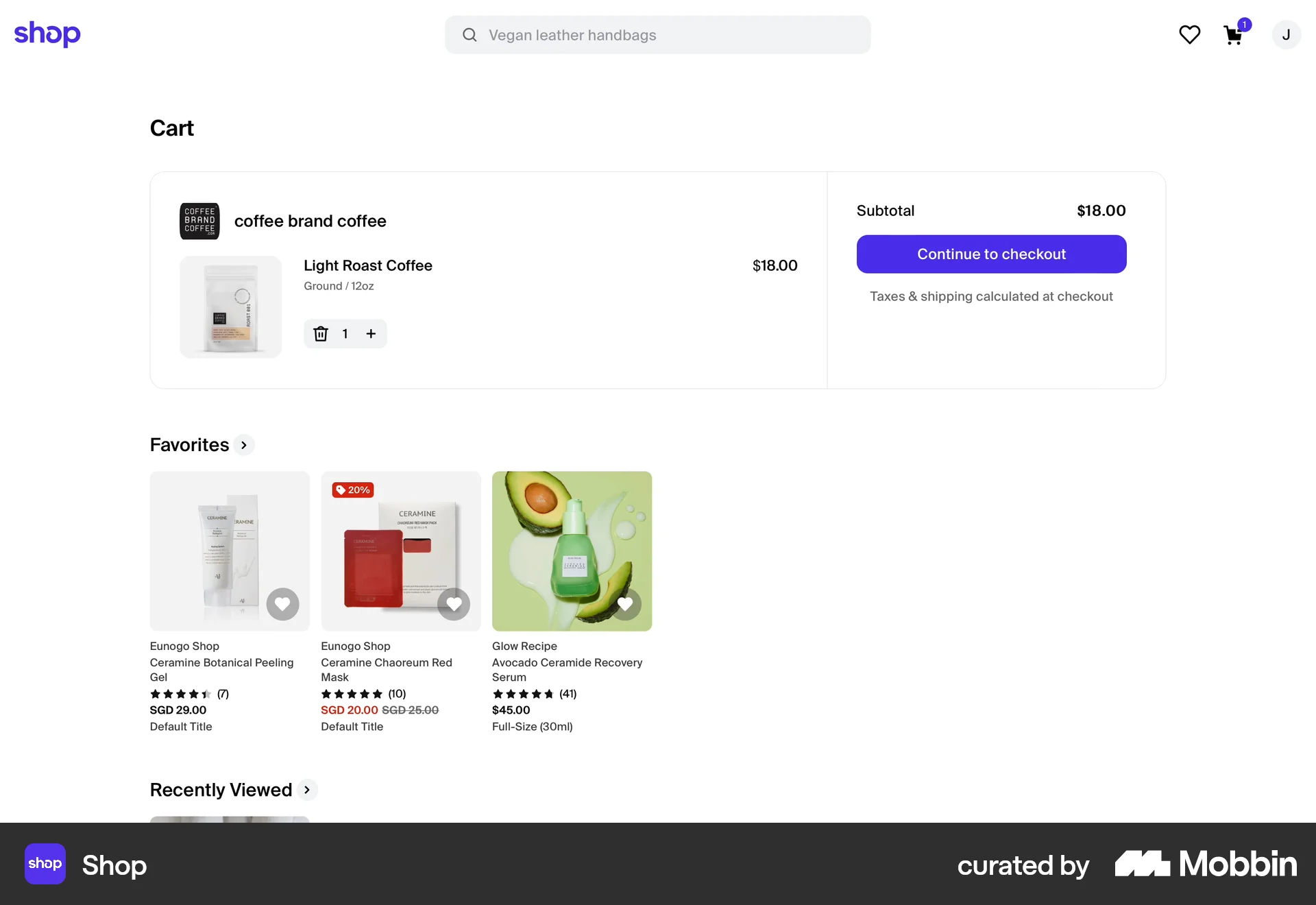 Shop Web Web Shopping Cart screen