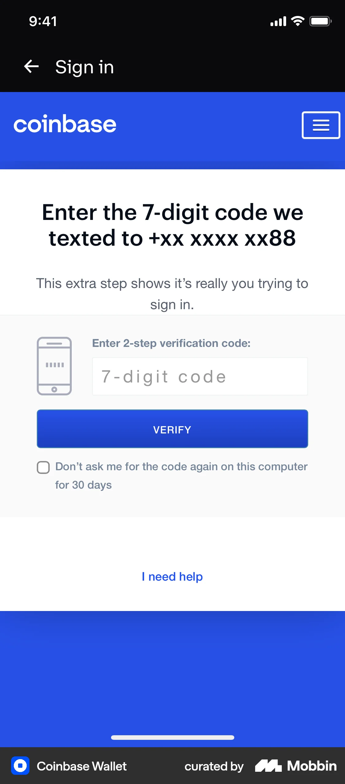 Coinbase Wallet iOS Browser screen