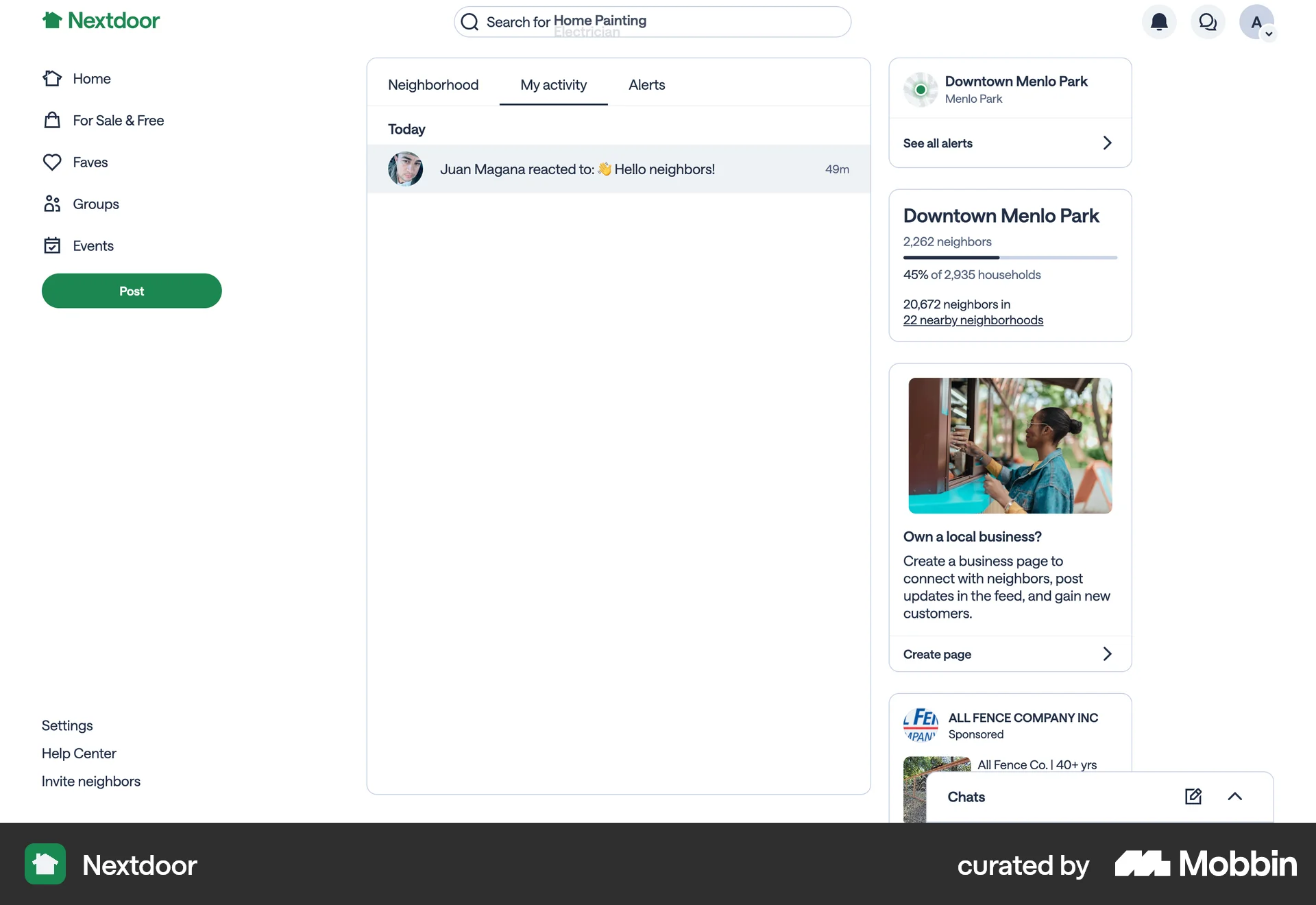 Nextdoor Web News App screen