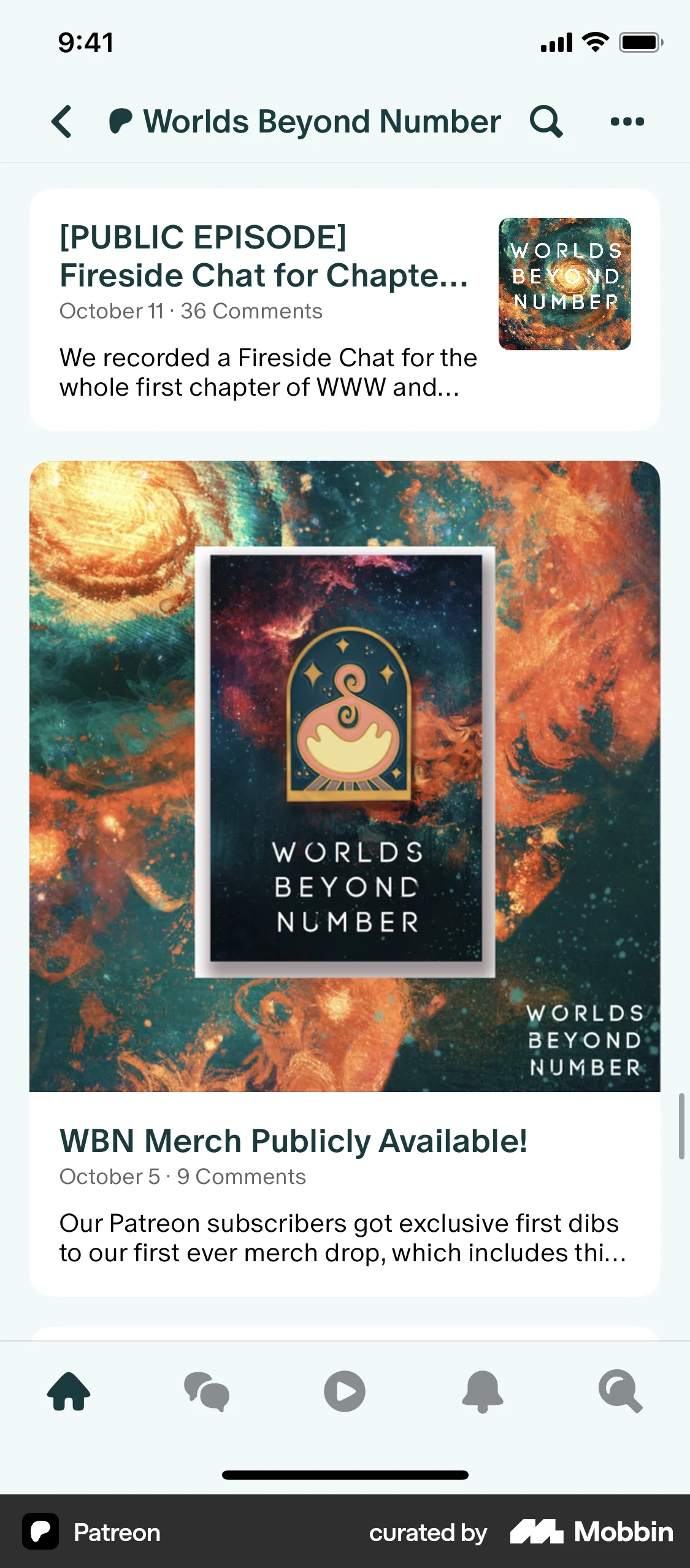 Patreon iOS User / Group Profile screen