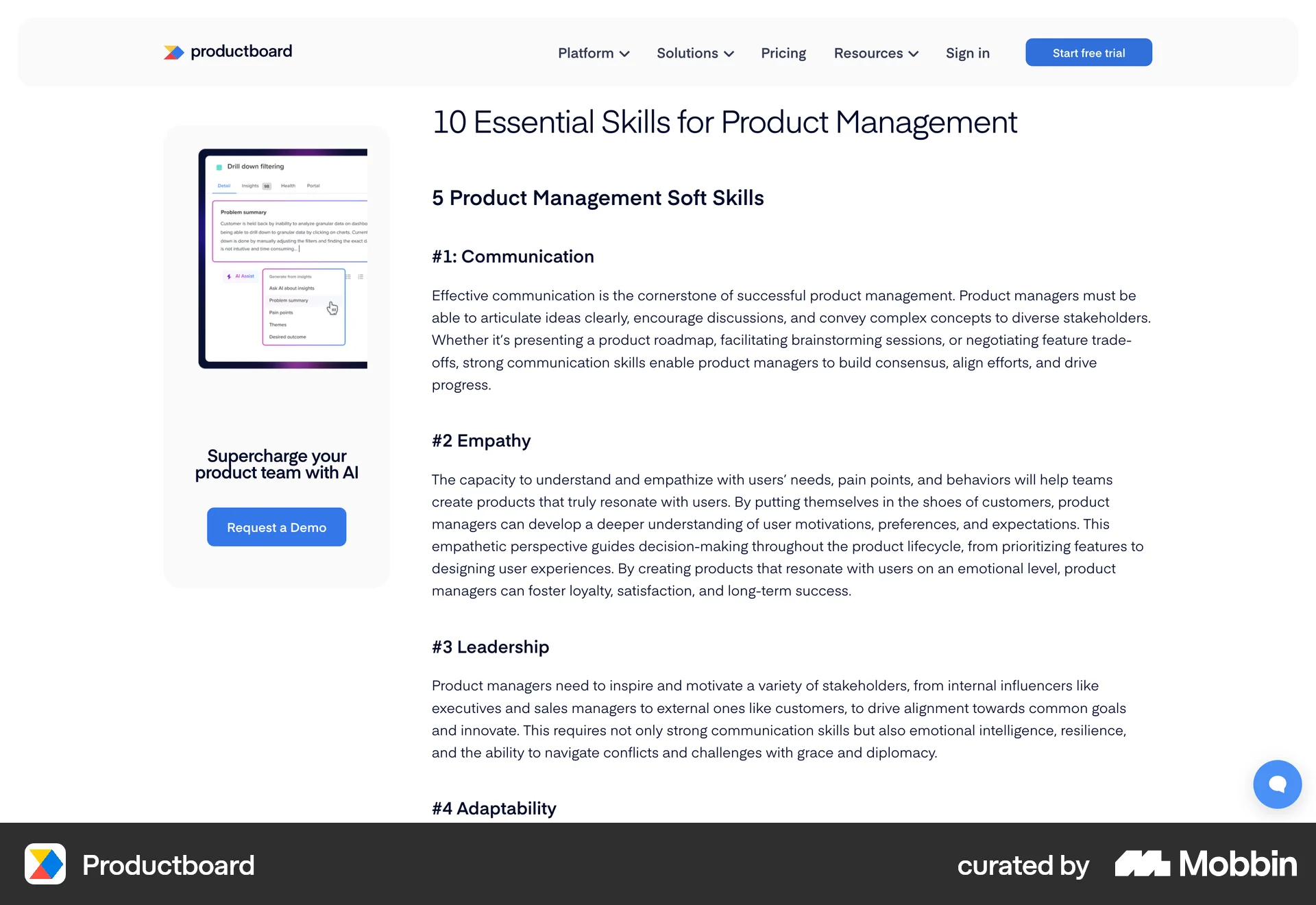 Productboard Web Article Detail screen