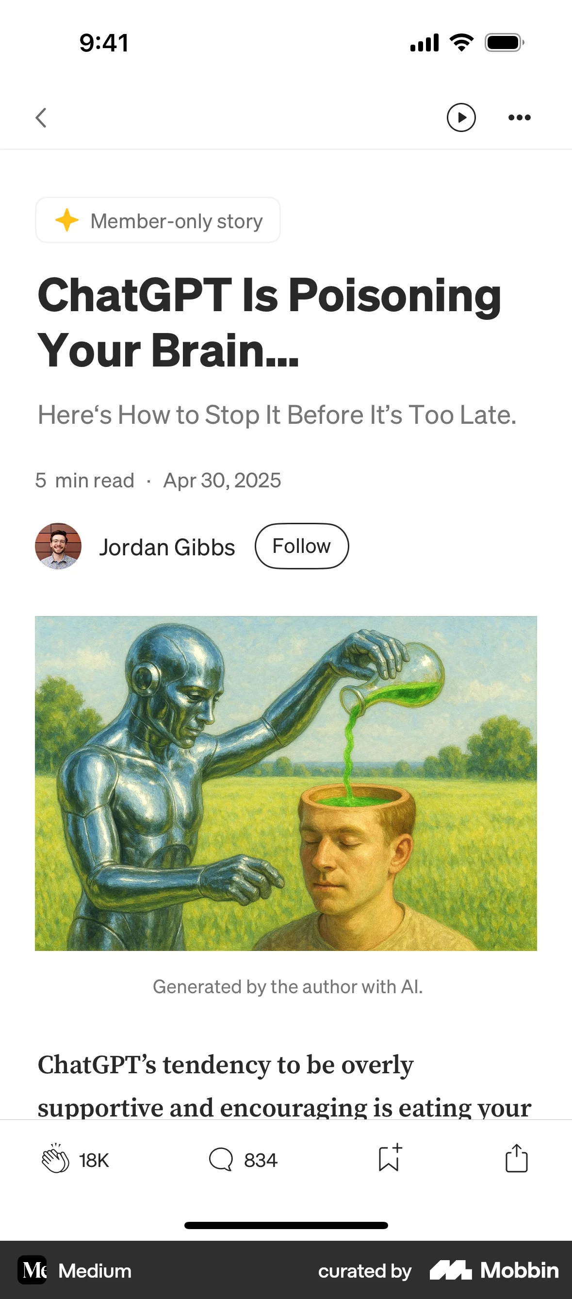 Medium iOS Article Detail screen