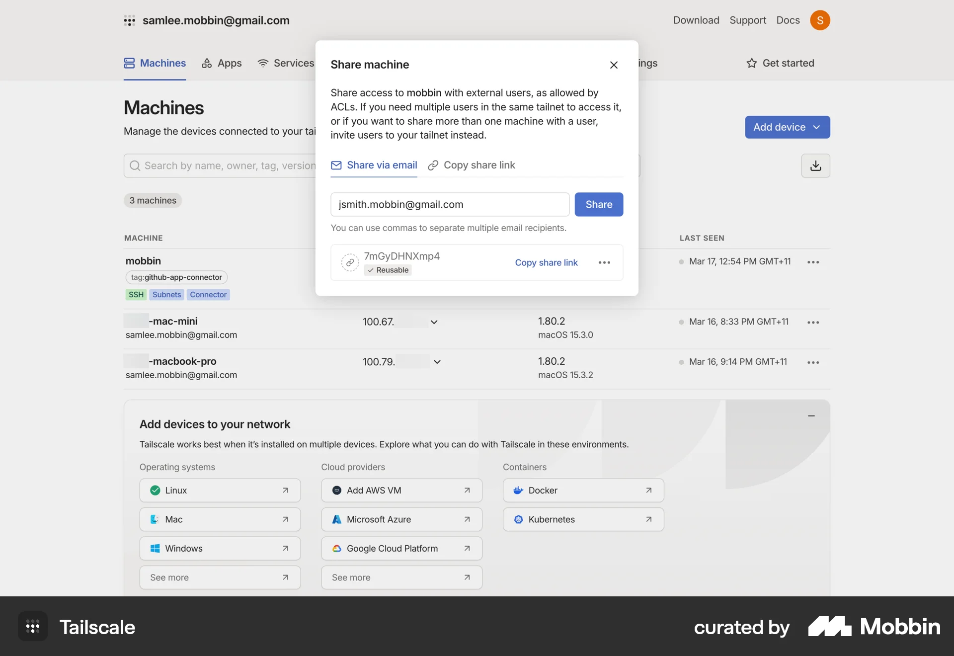 Tailscale Web Utilities App screen