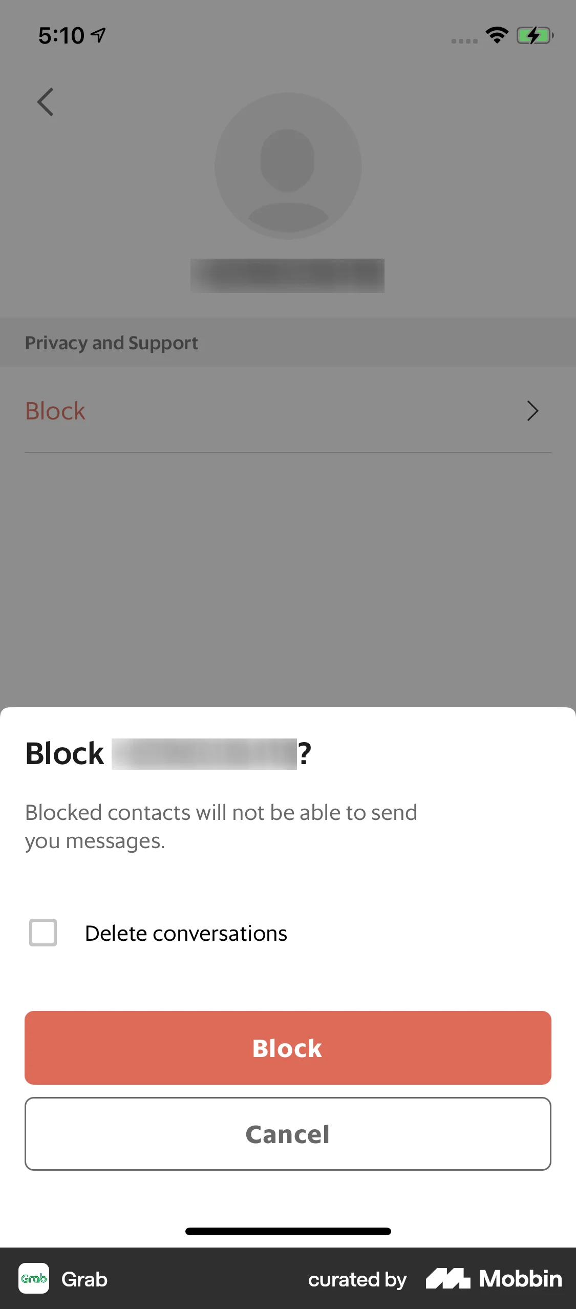 Grab iOS Ban & Block screen