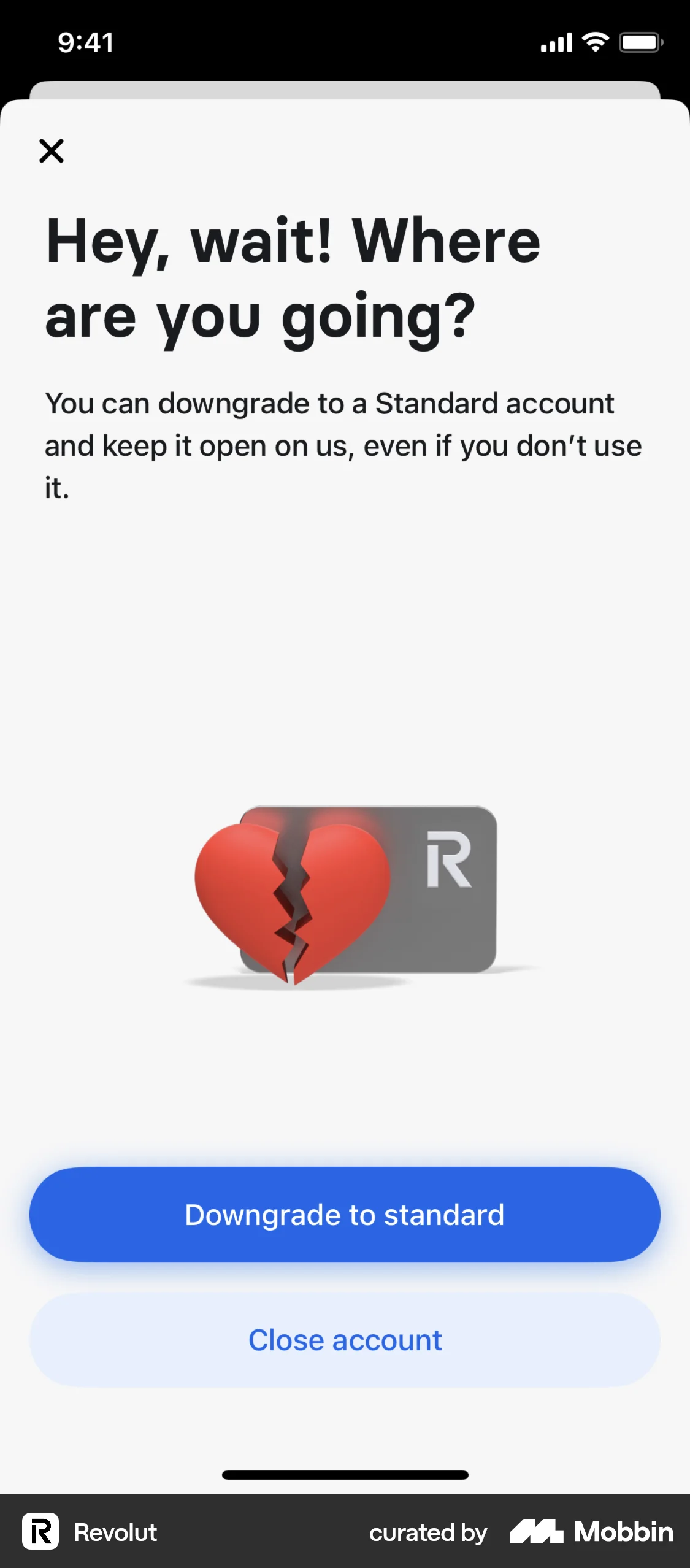 Revolut iOS Delete & Deactivate Account screen