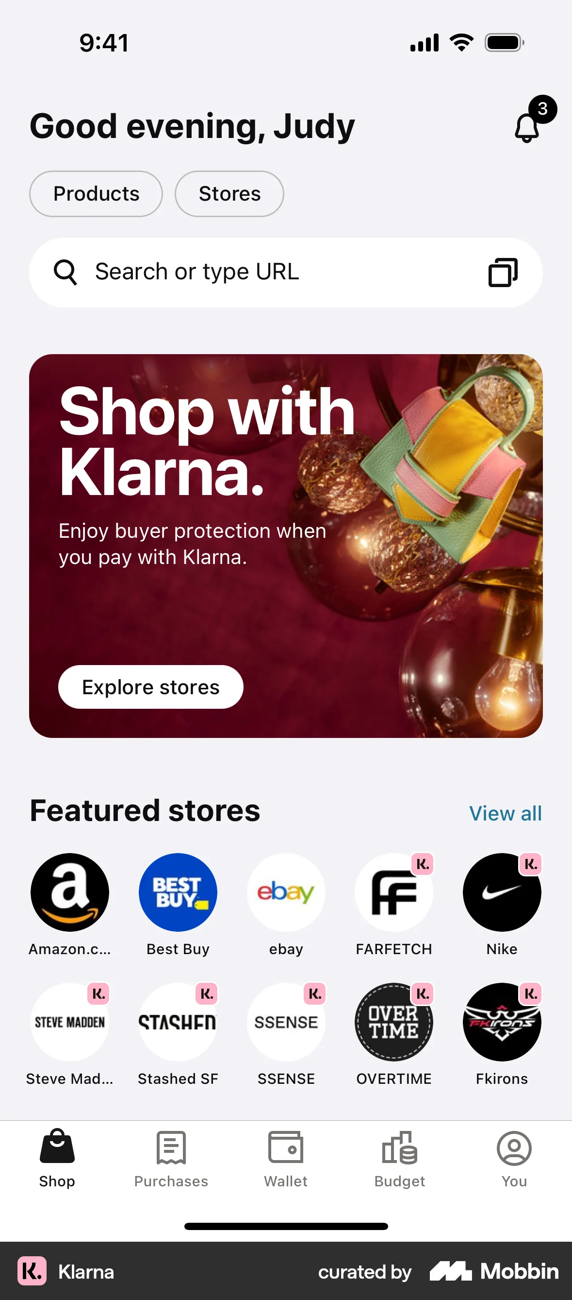 Klarna iOS Bank App Design screen