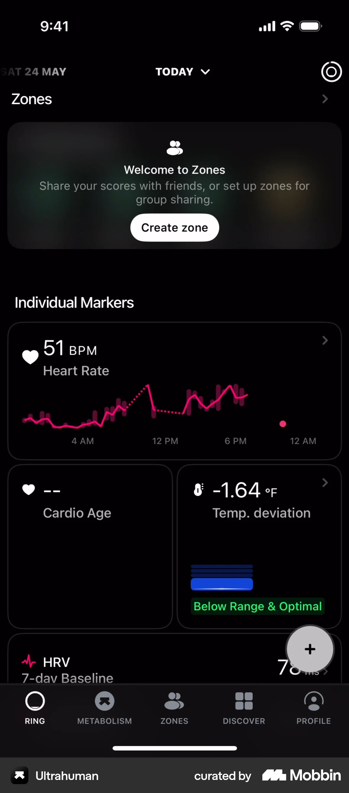 Ultrahuman iOS Charts screen
