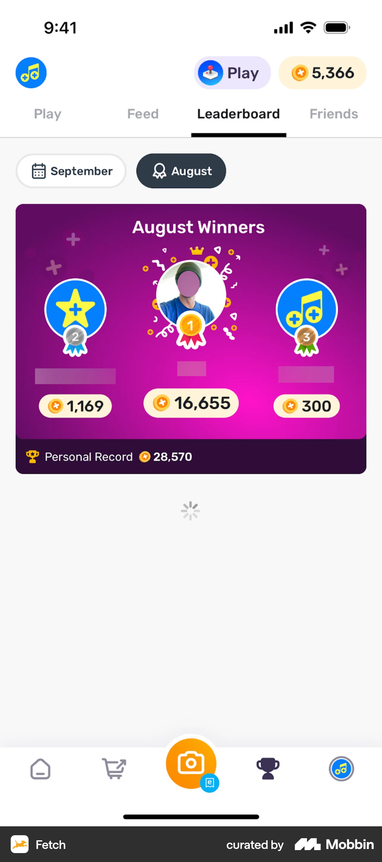 Fetch iOS Leaderboard screen