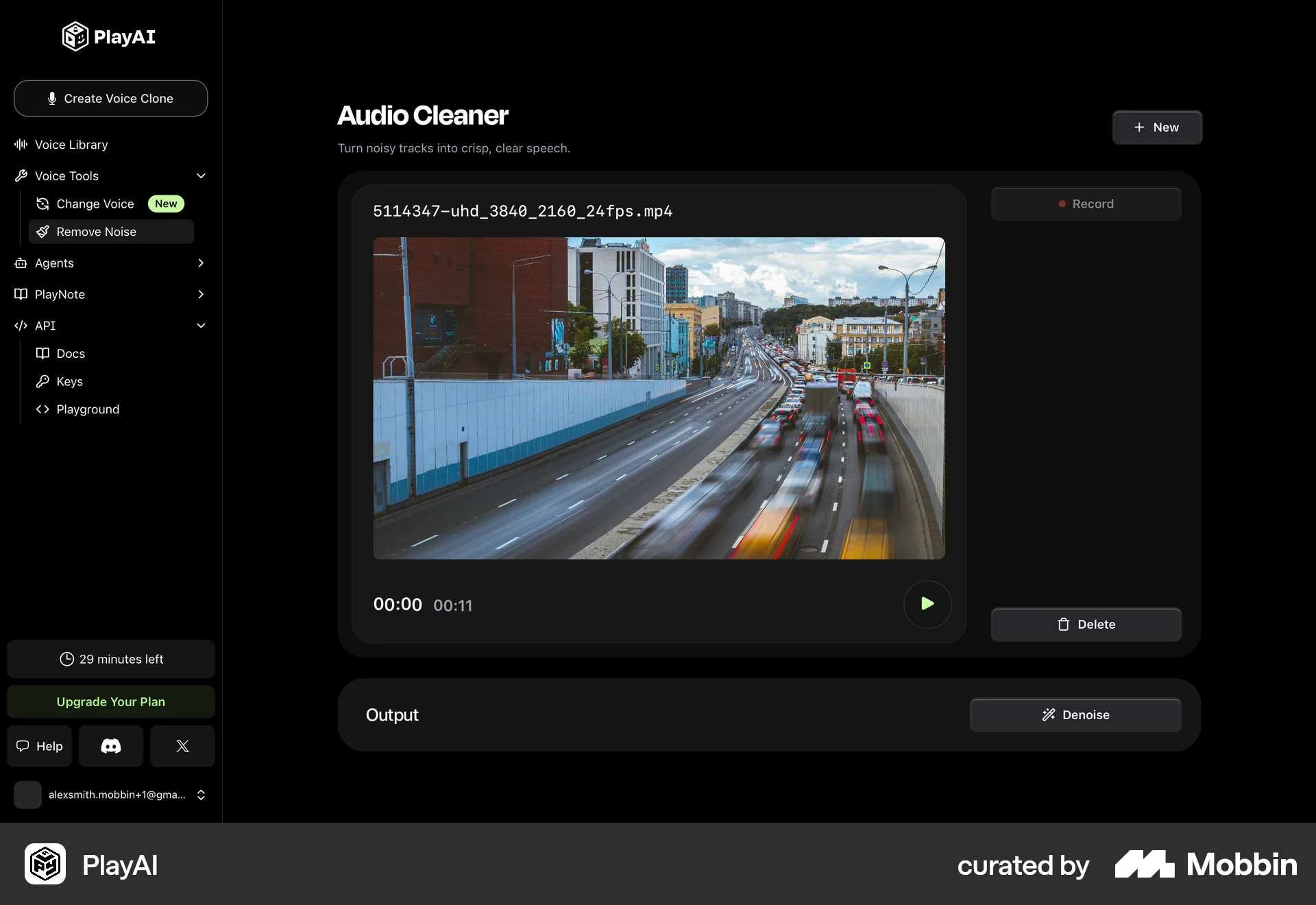 PlayAI Web Video Player screen