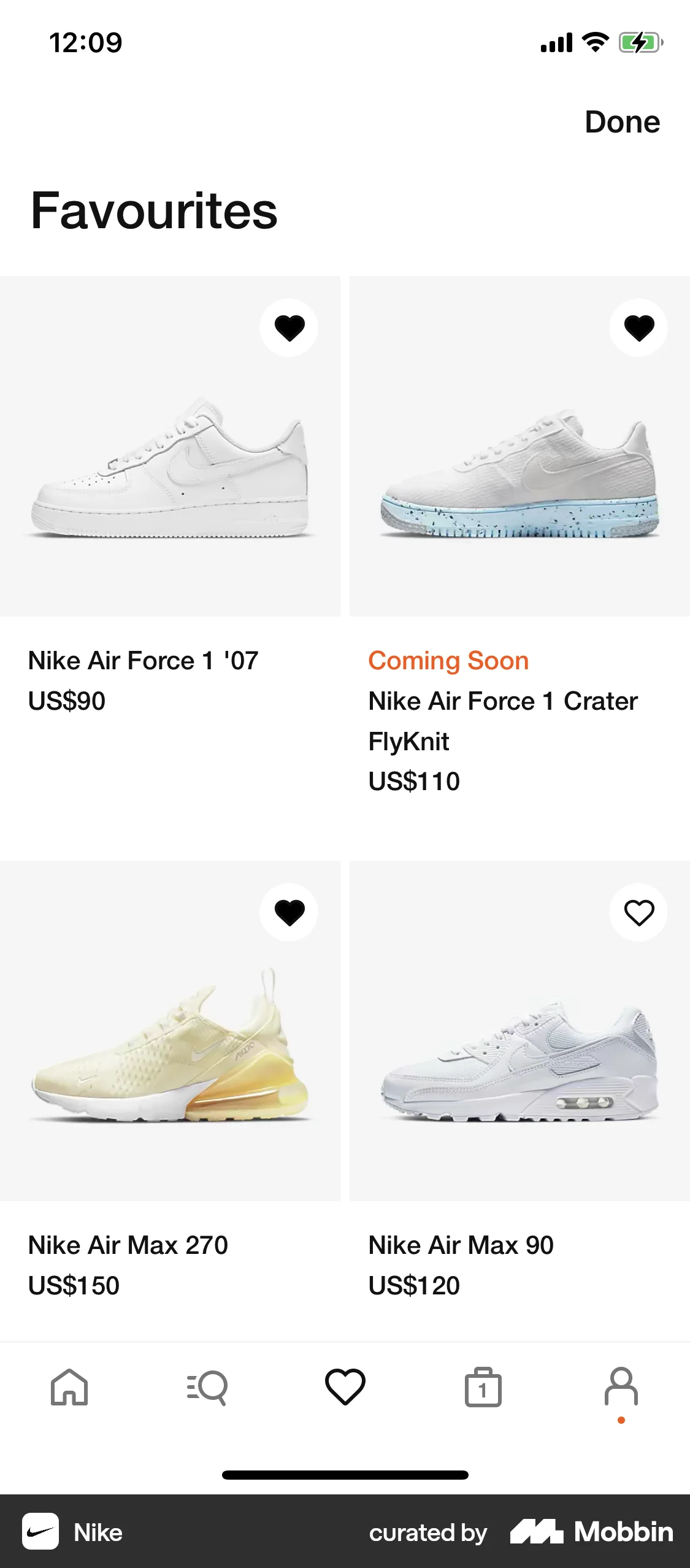 Nike iOS Like & Upvote screen