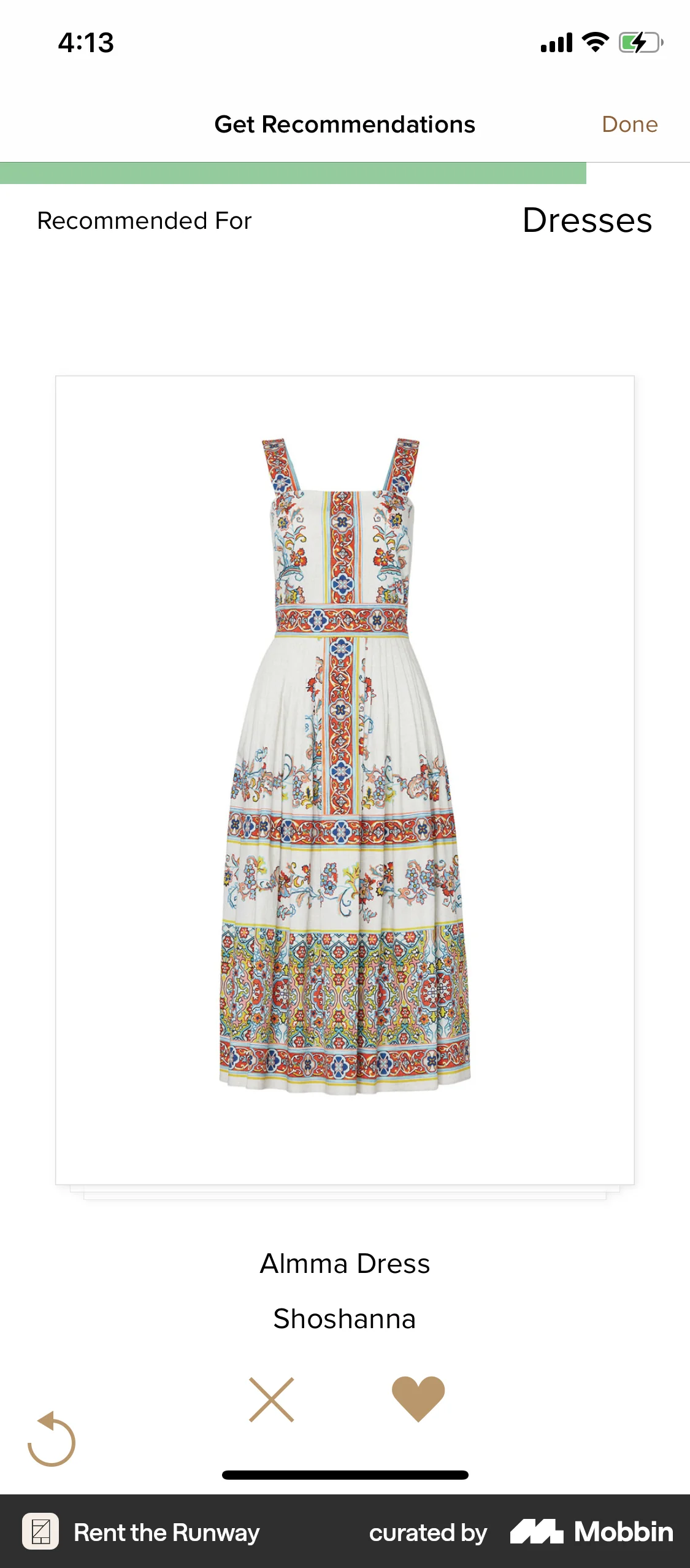 Rent the Runway iOS Like & Upvote screen