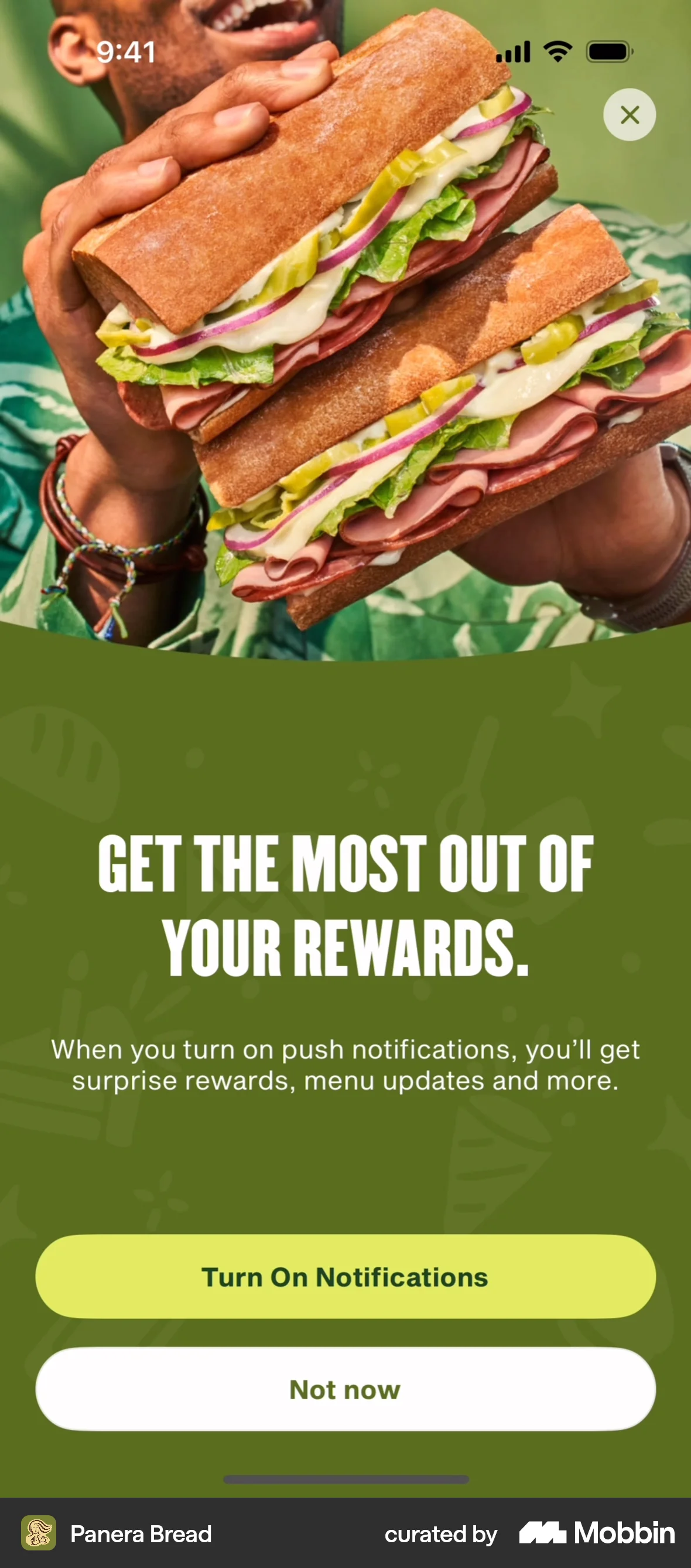 Panera Bread iOS Permission screen