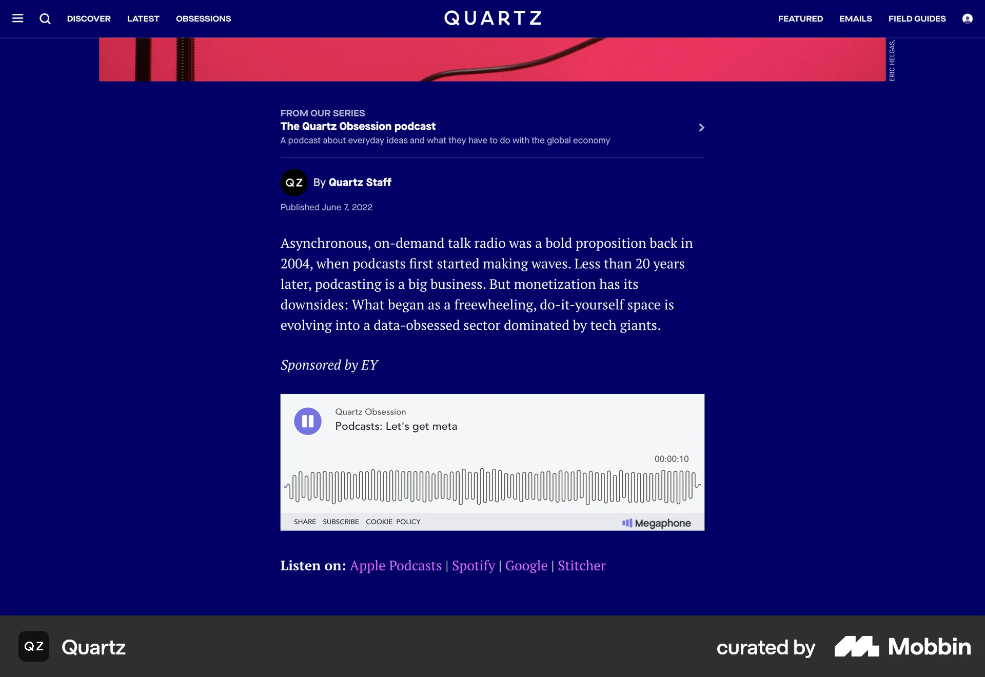 Quartz Web Audio Player screen
