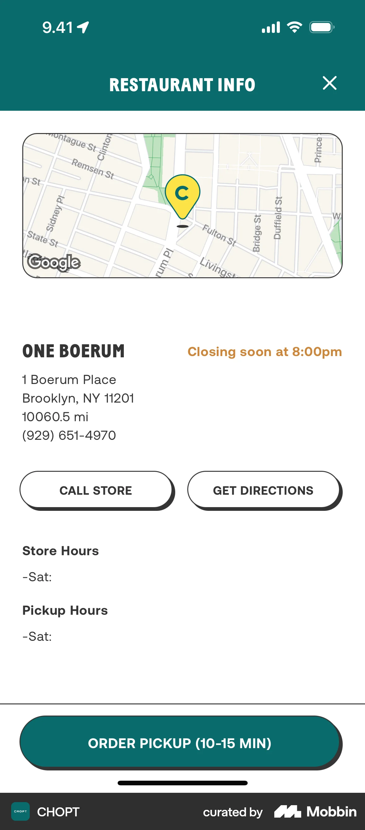 CHOPT iOS screen containing Full-Screen Overlay UI element