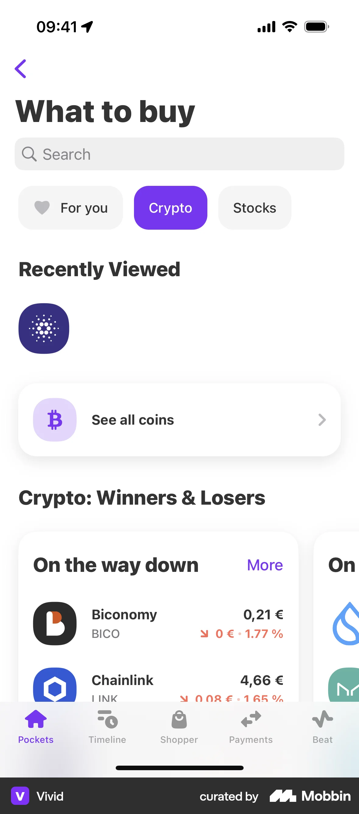 Vivid iOS screen containing Search Bar UI element