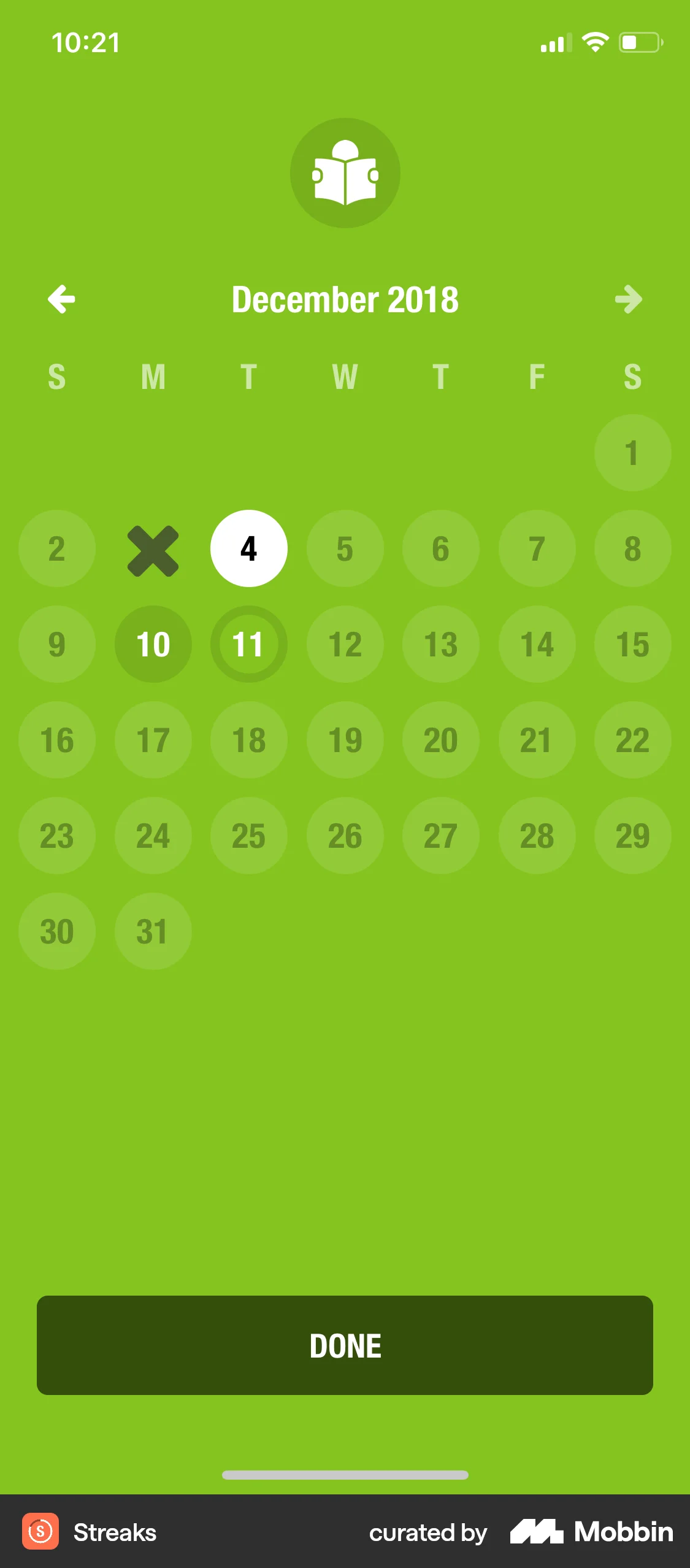 Streaks iOS Note Detail screen