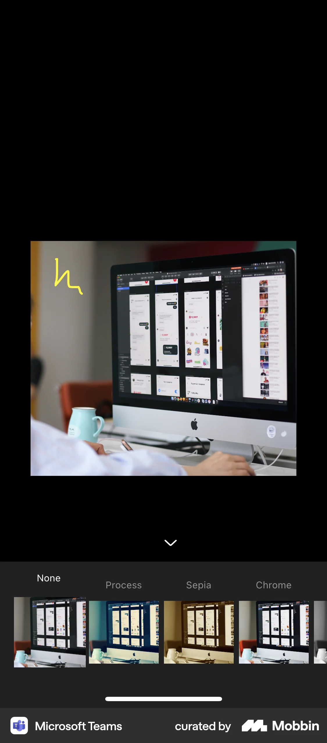 Microsoft Teams iOS Filters & Stickers screen