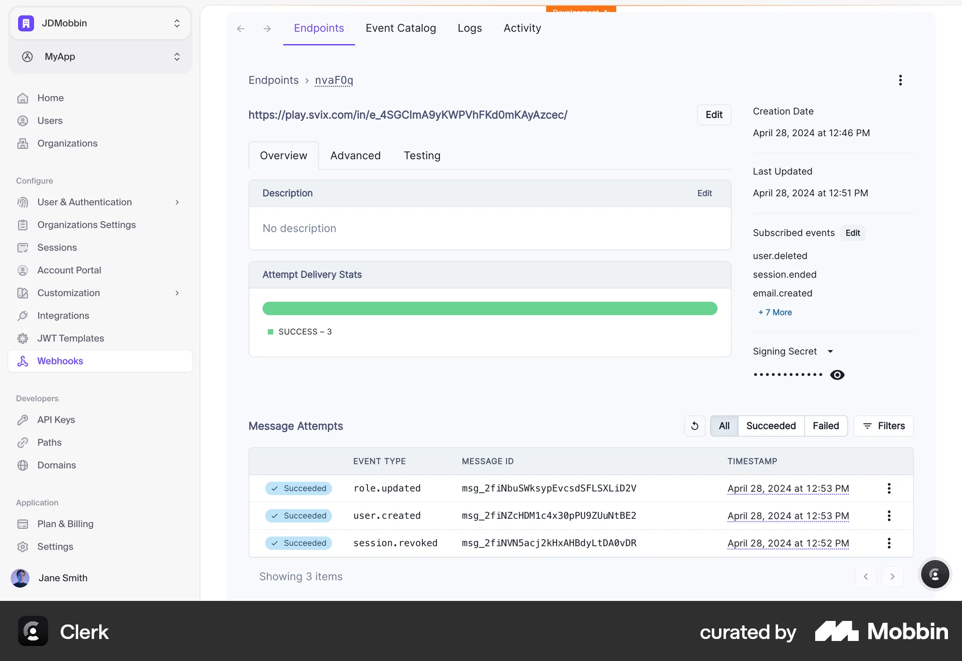 Clerk Web screen containing Breadcrumbs UI element