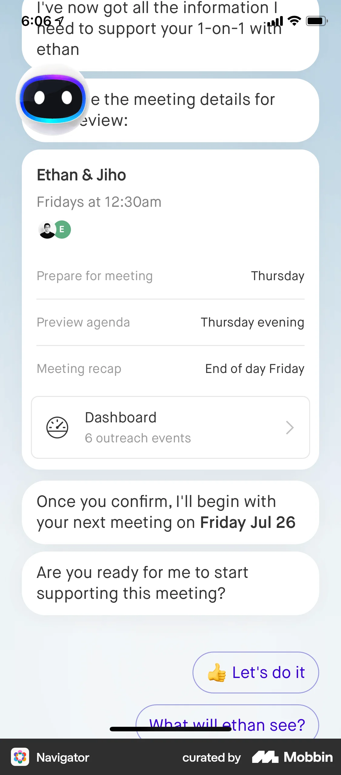Navigator iOS Event Detail screen