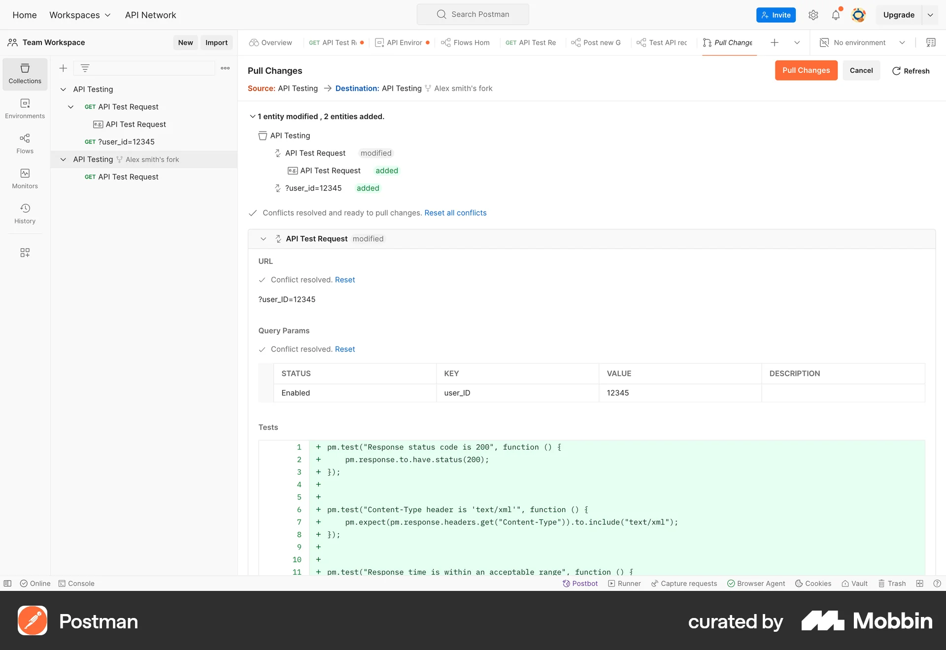 Postman Web screen containing Tree UI element