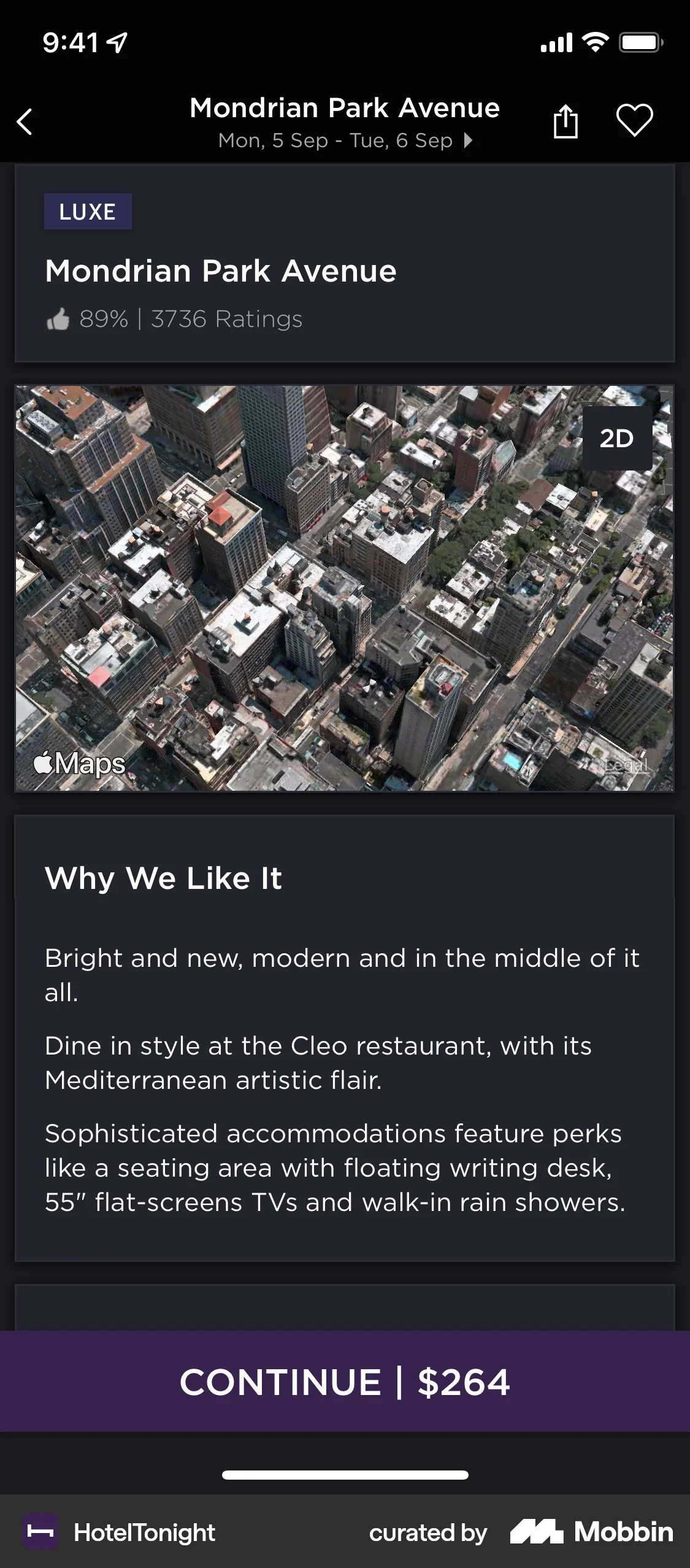 HotelTonight iOS Augmented Reality screen