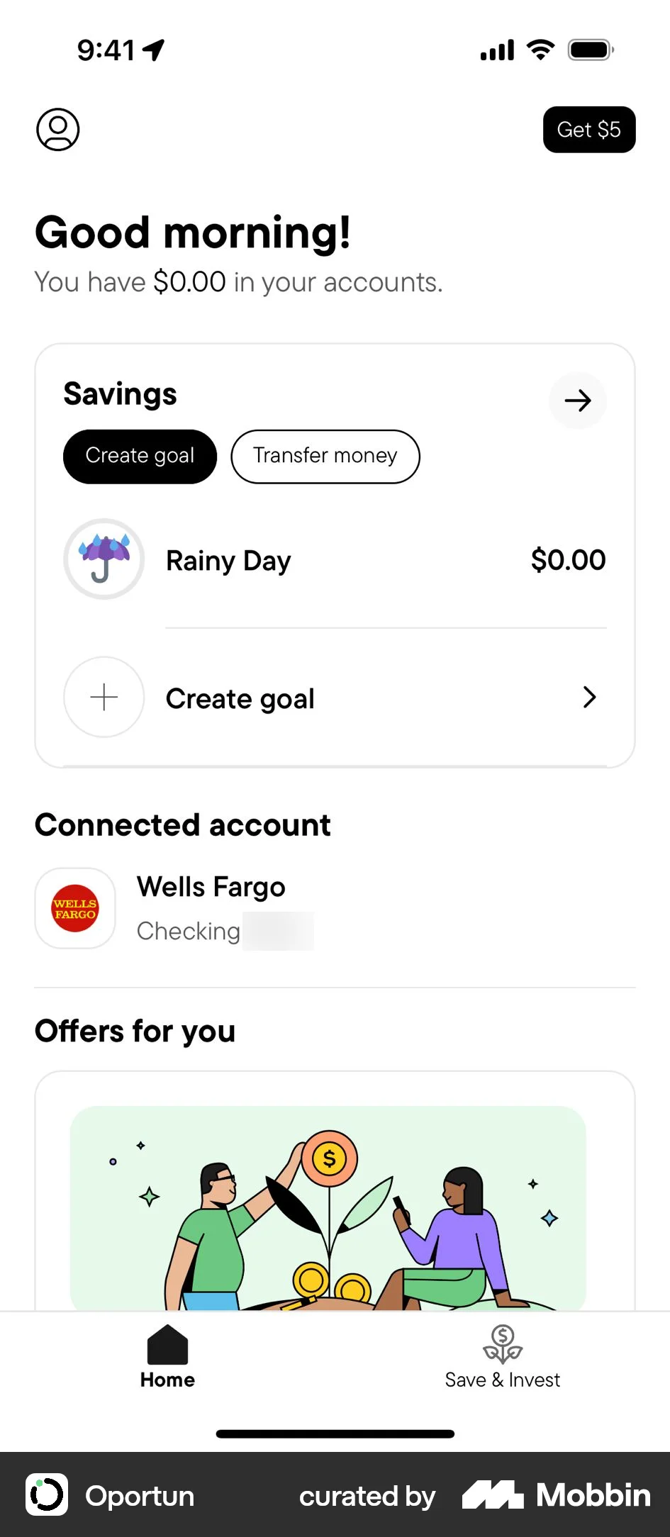 Oportun iOS Bank App Design screen