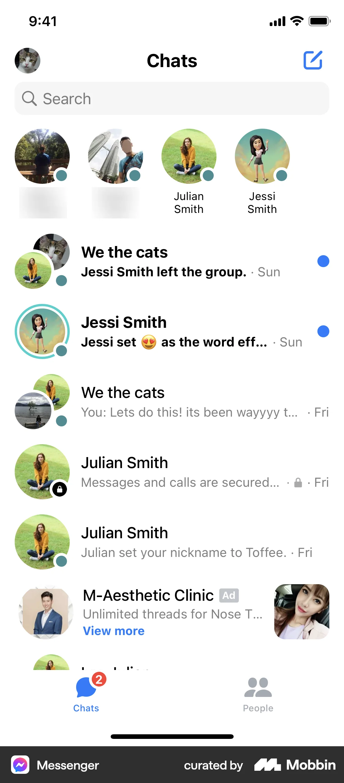 Messenger screen