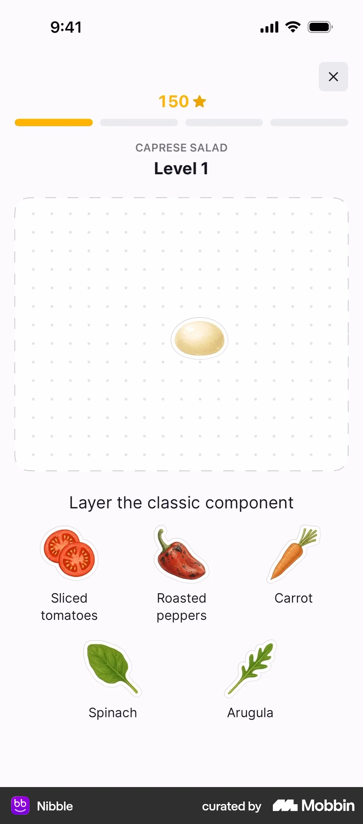 Nibble iOS screen containing Progress Indicator UI element