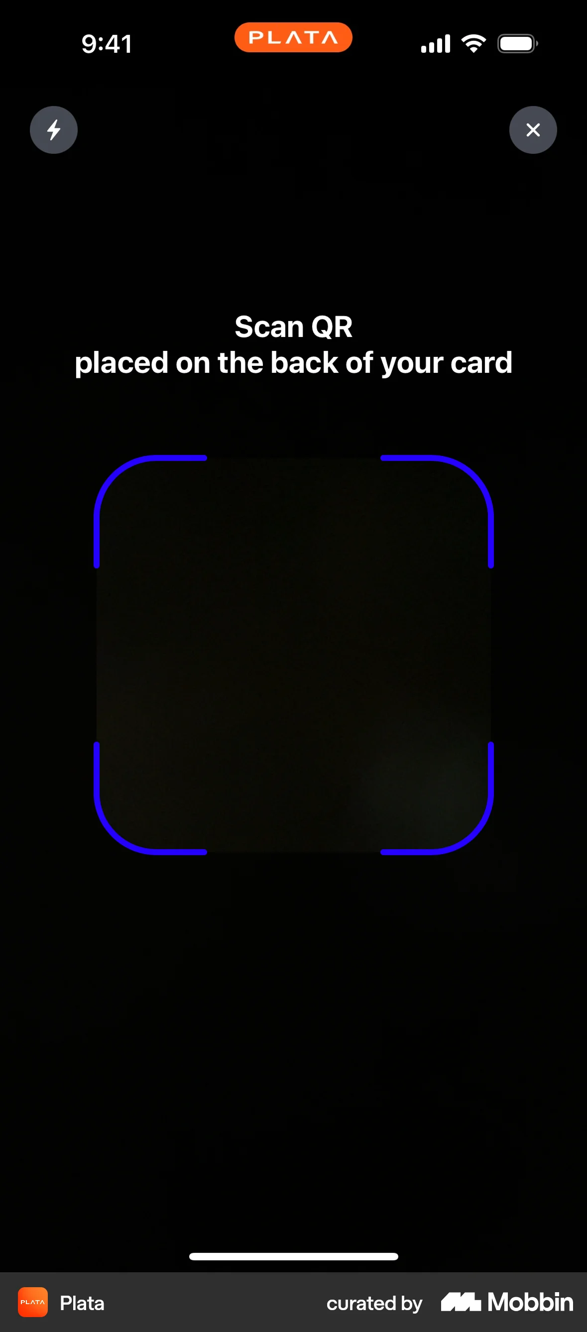 Plata Card iOS Camera & Scanner screen