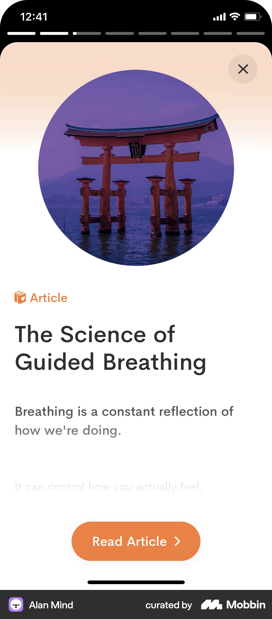 Alan Mind iOS Stories screen