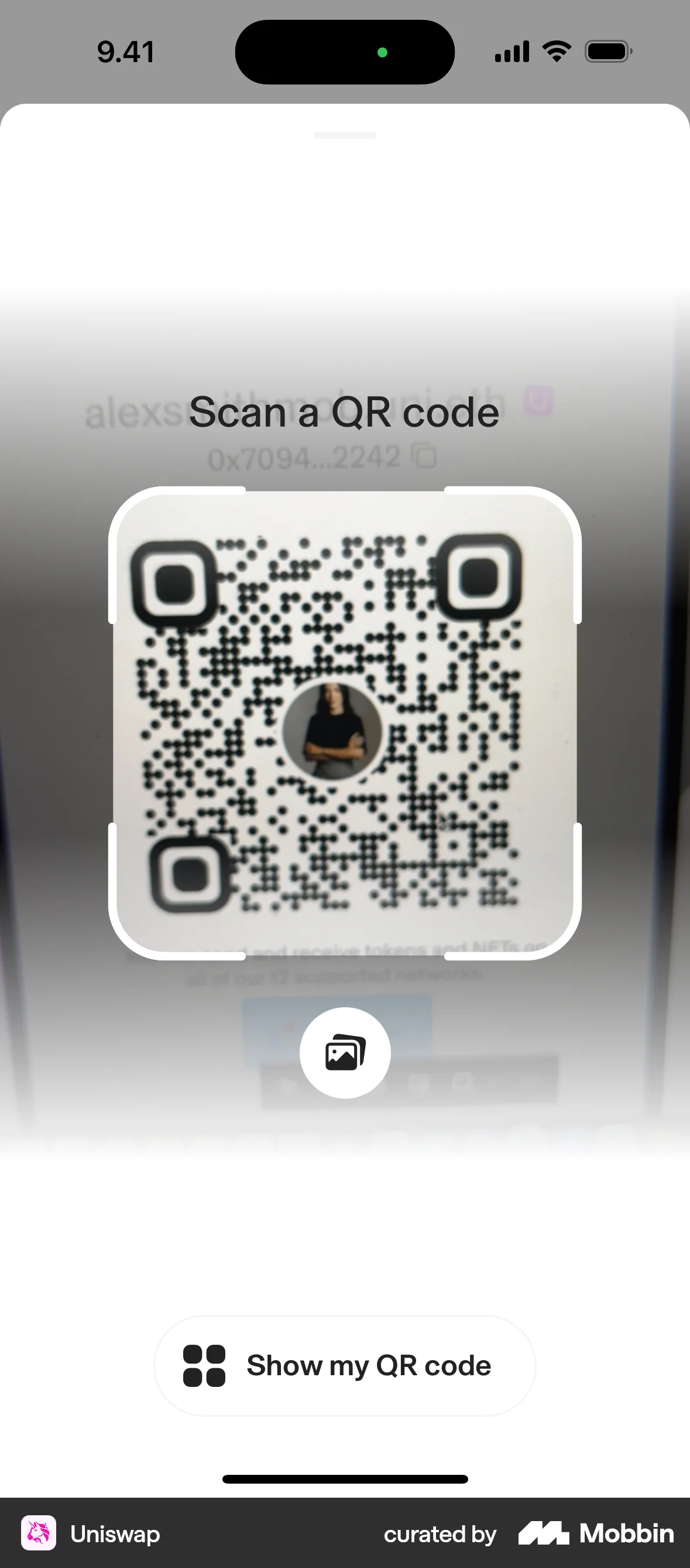 Uniswap iOS Camera & Scanner screen