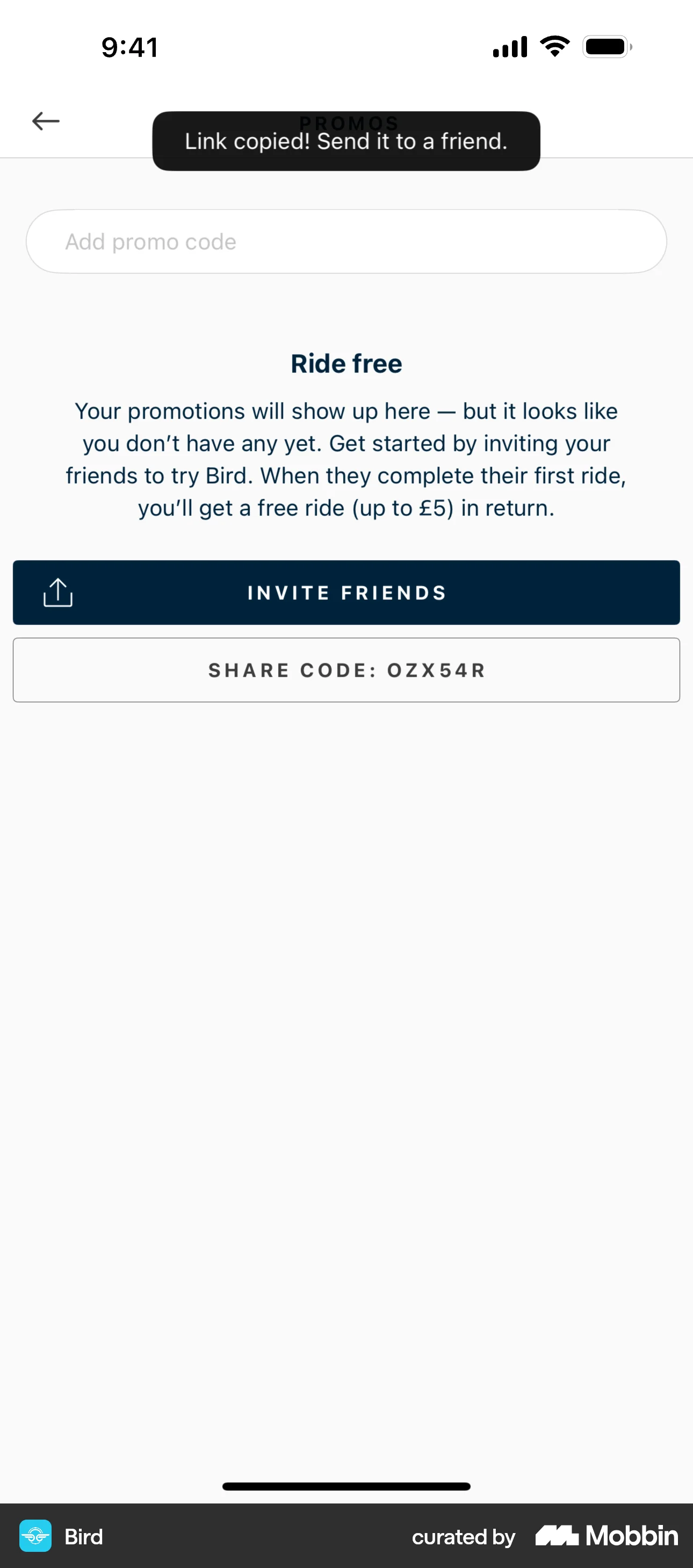 Bird iOS Acknowledgement & Success screen