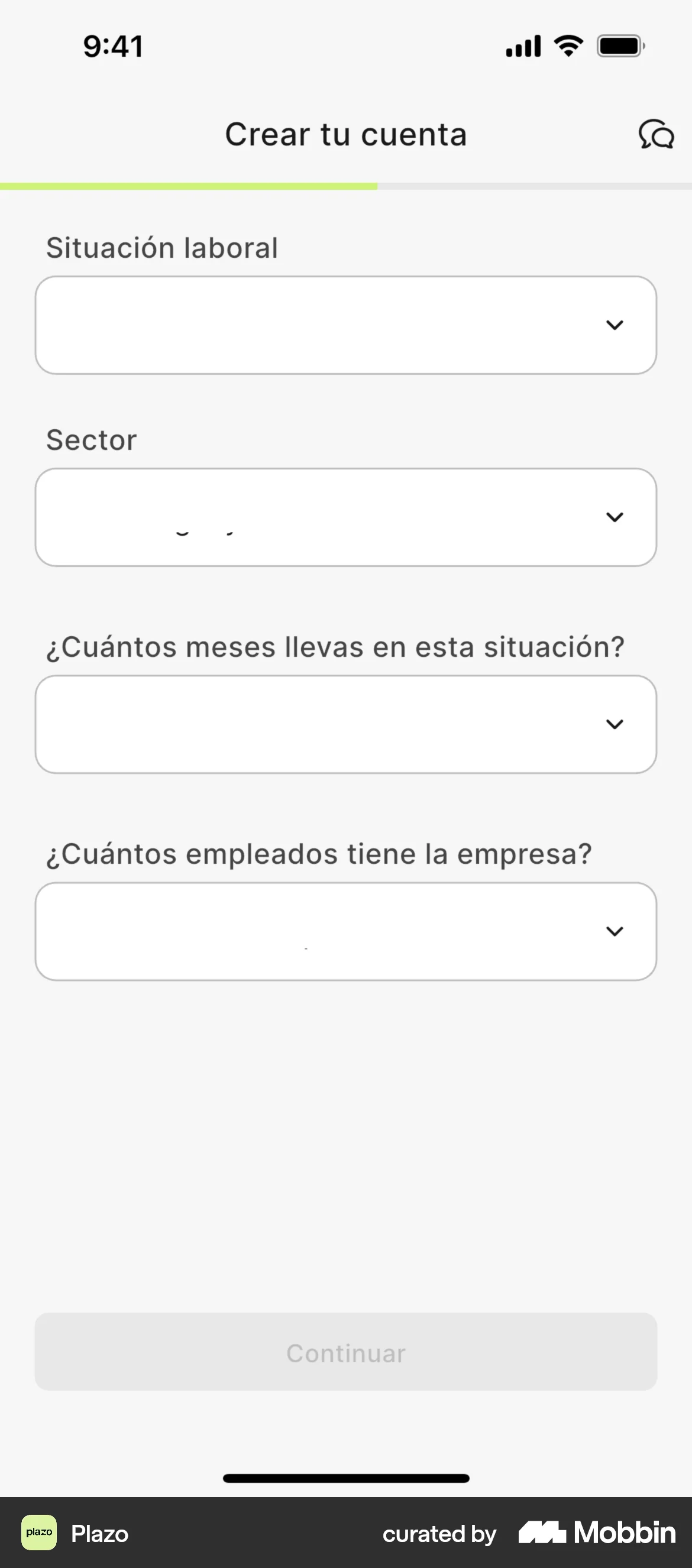 Plazo Onboarding screen