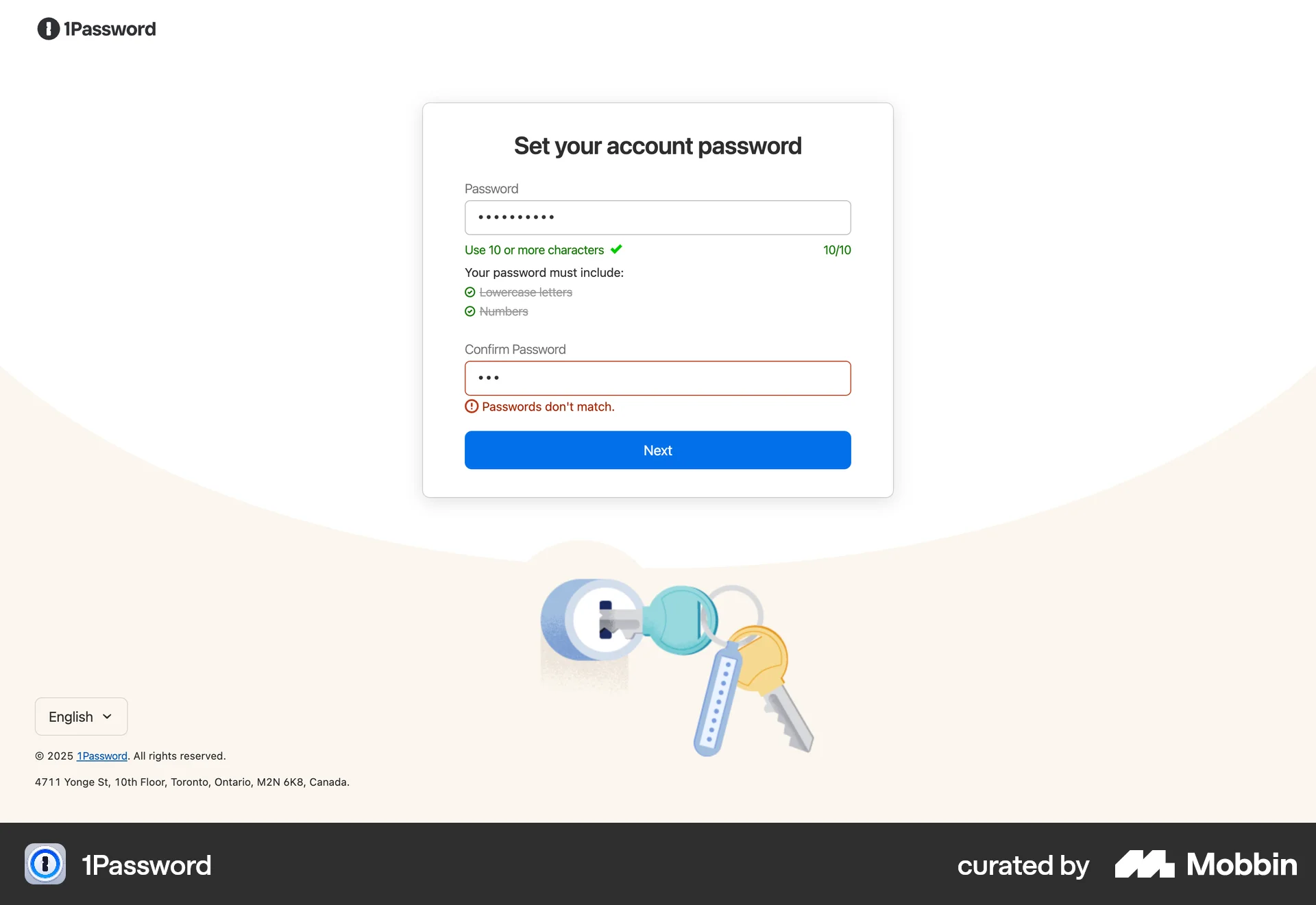 1Password screen