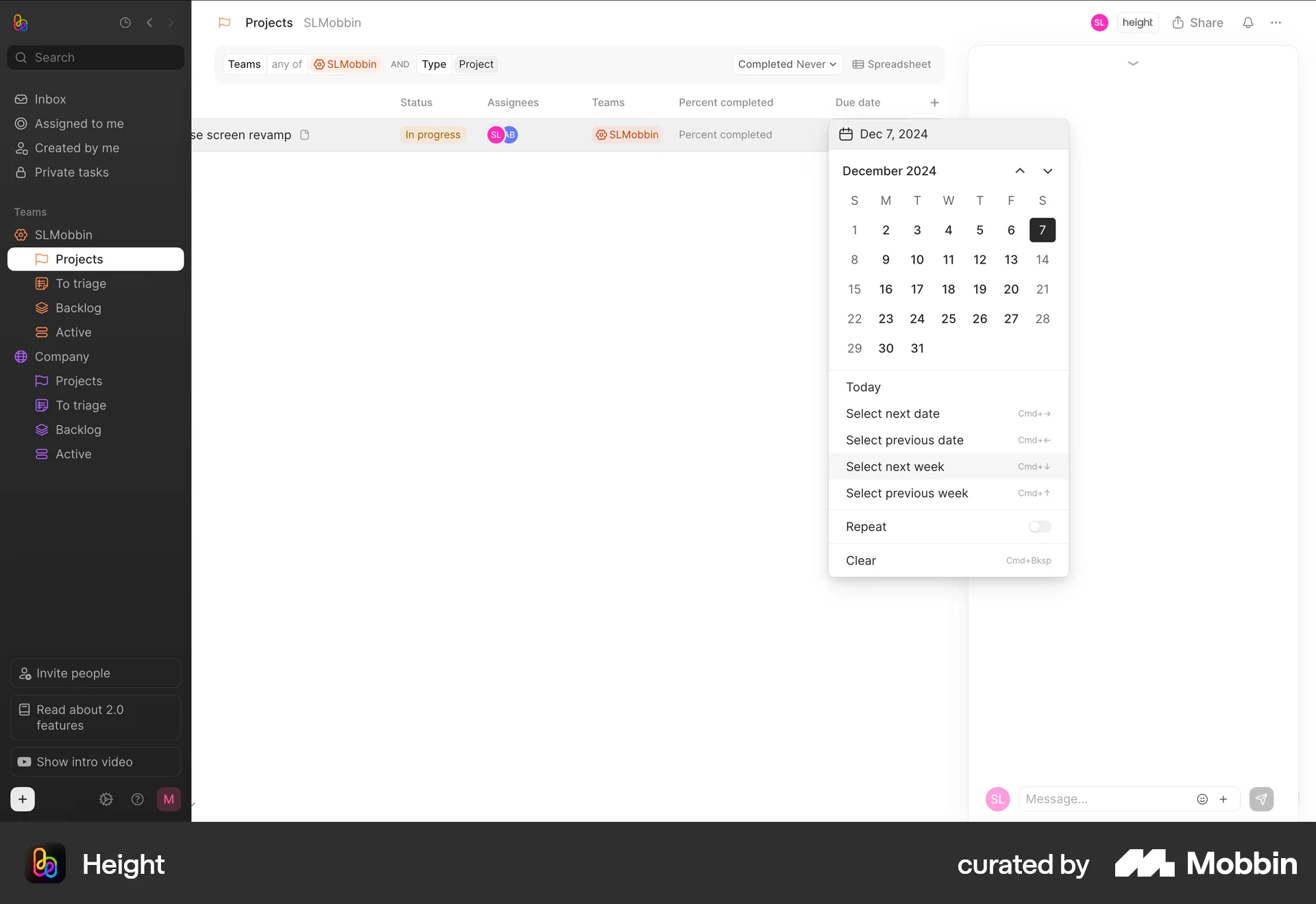 Height Web screen containing Date Picker UI element